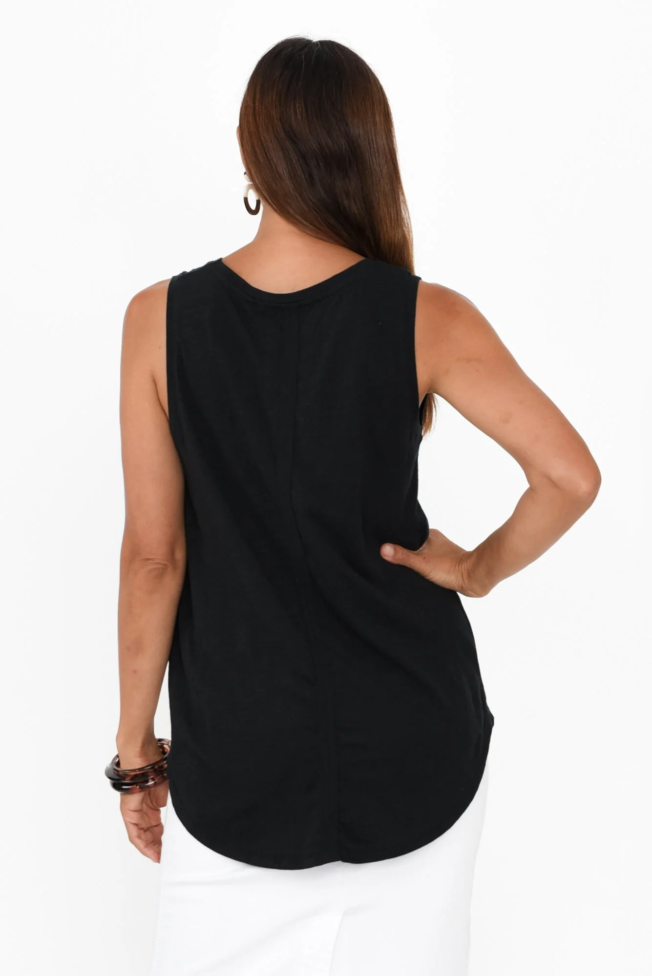 Black Cotton Scoop Tank - Image 5