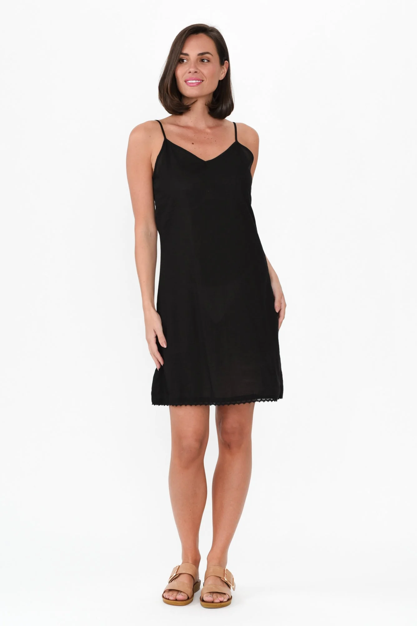 Black Cotton Slip Dress - Image 3