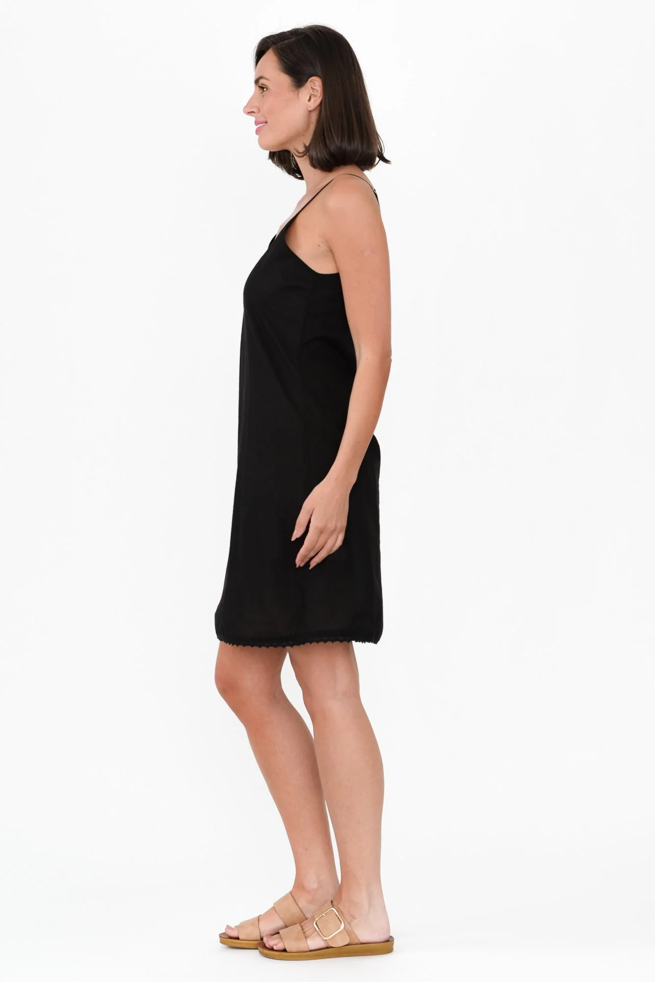 Black Cotton Slip Dress - Image 4