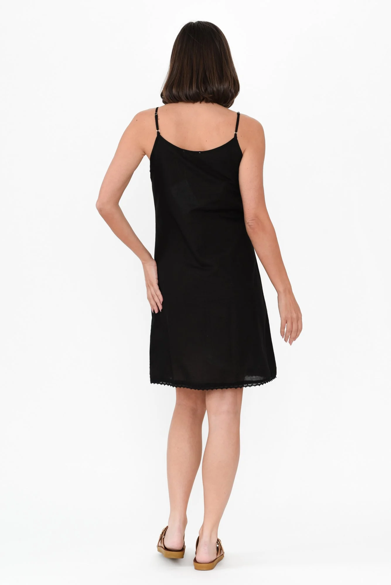 Black Cotton Slip Dress - Image 5