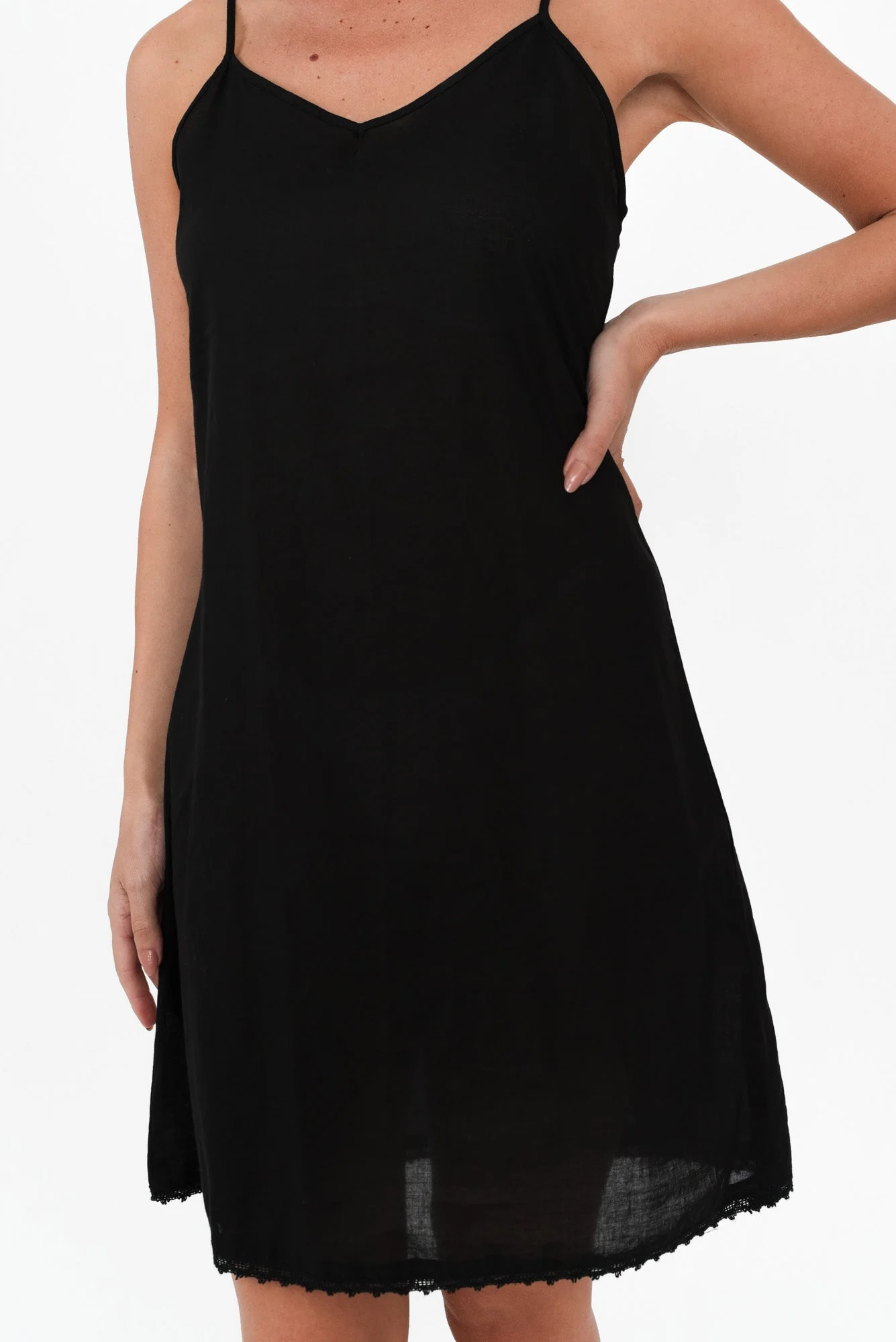 Black Cotton Slip Dress - Image 6