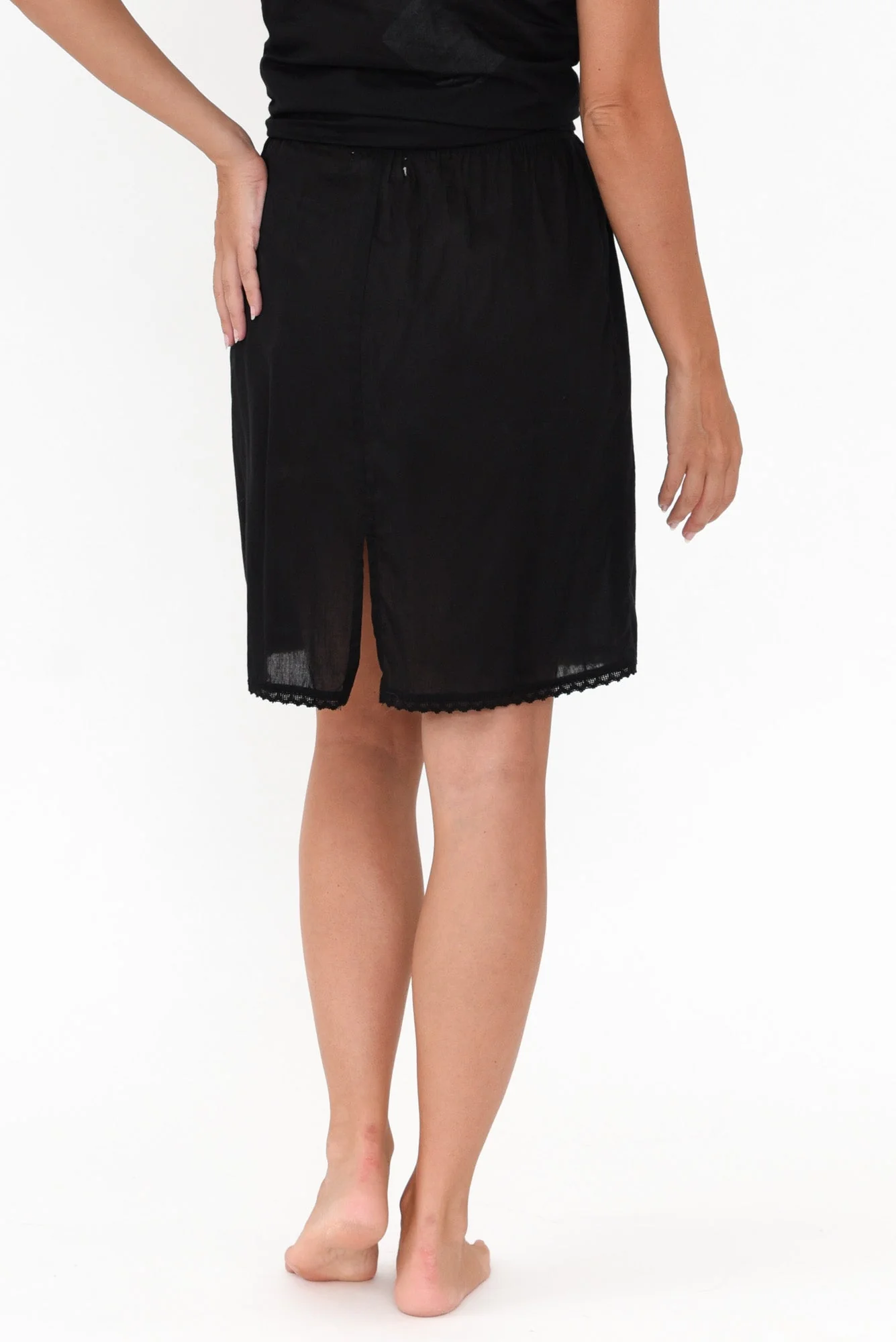Black Cotton Slip Skirt - Image 5
