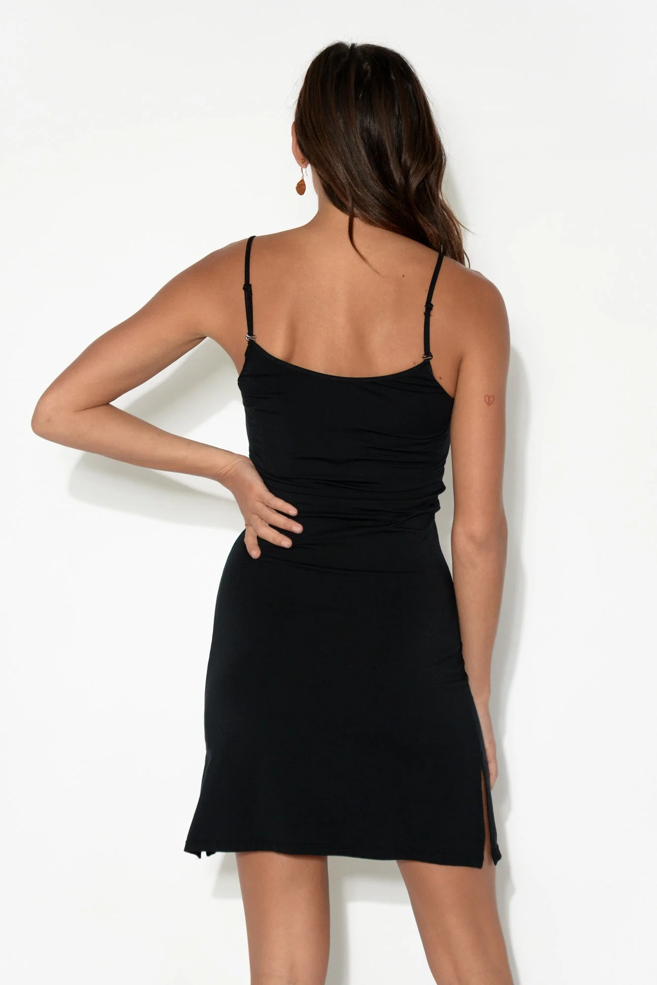 Black Micro Modal Slip Dress - Image 2