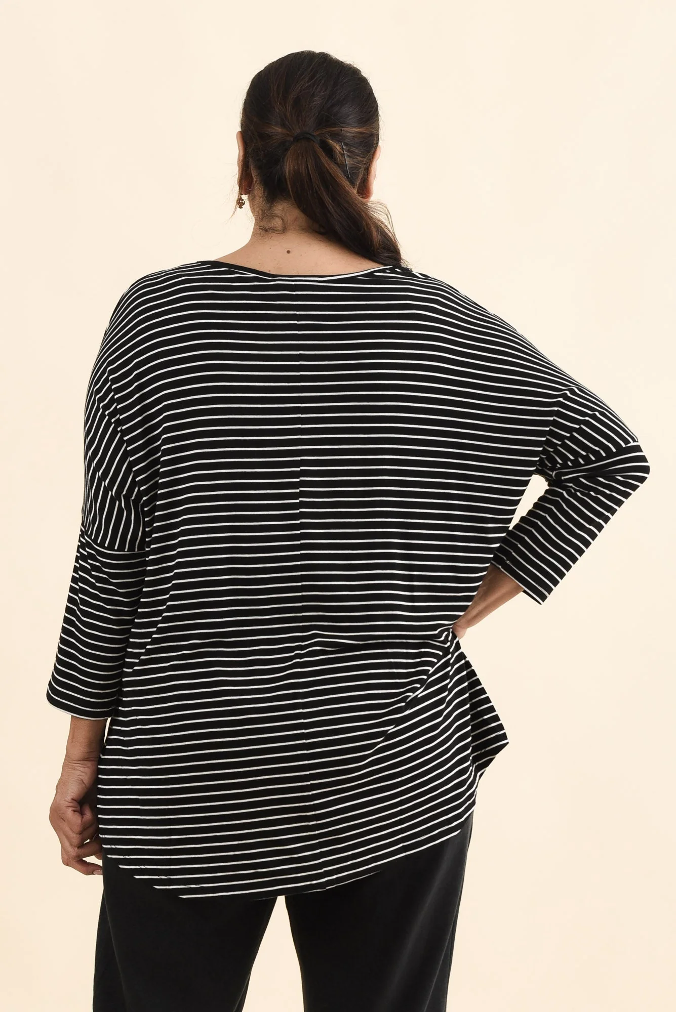 Black Stripe Milan 3/4 Sleeve Top - Image 11