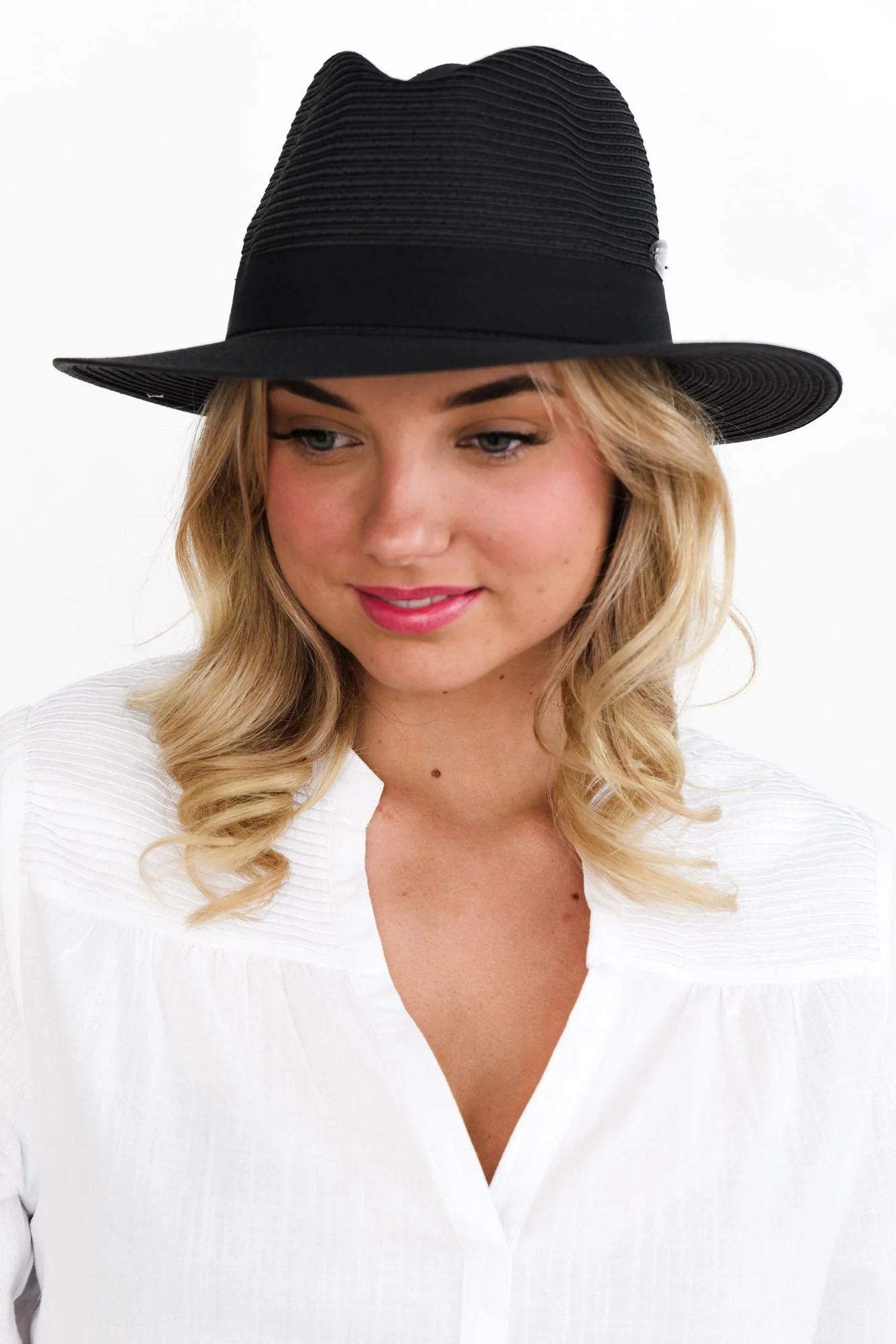 Black Wide Brim Travel Fedora - Image 2