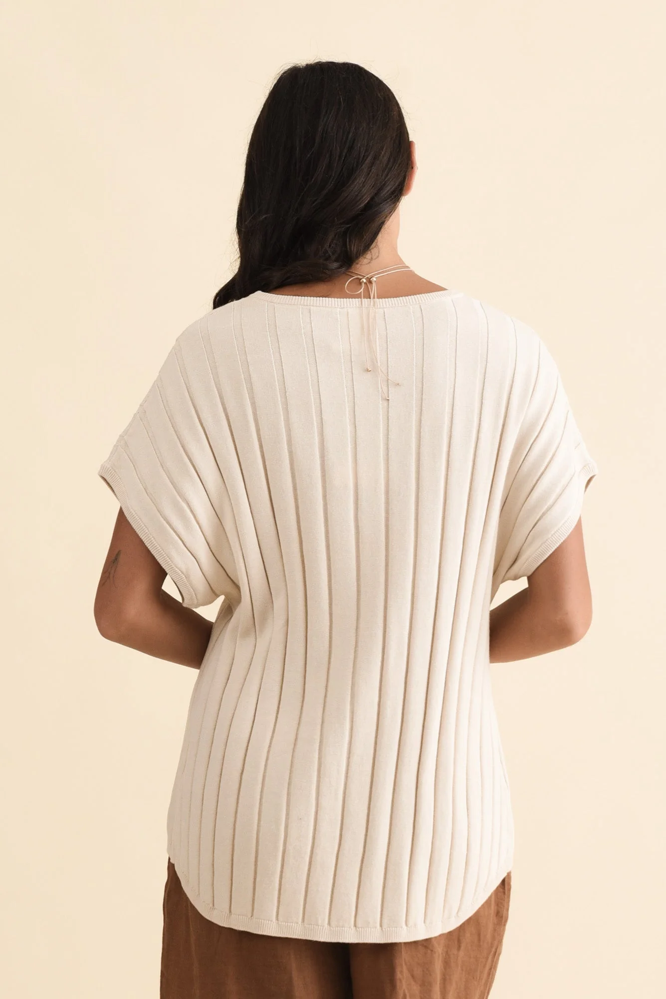 Blake Cream Cotton Linen Knit Top - Image 5