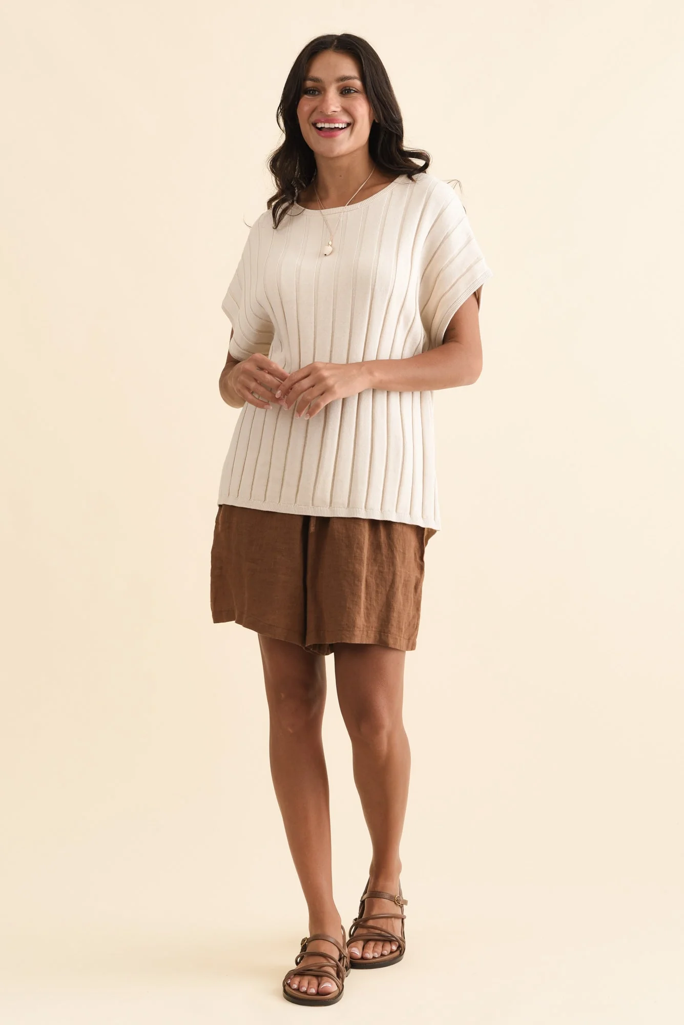 Blake Cream Cotton Linen Knit Top - Image 7