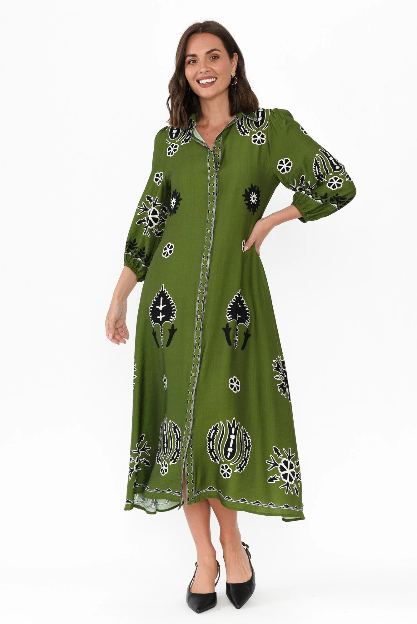Blythe Green Abstract Shirt Dress - Image 2