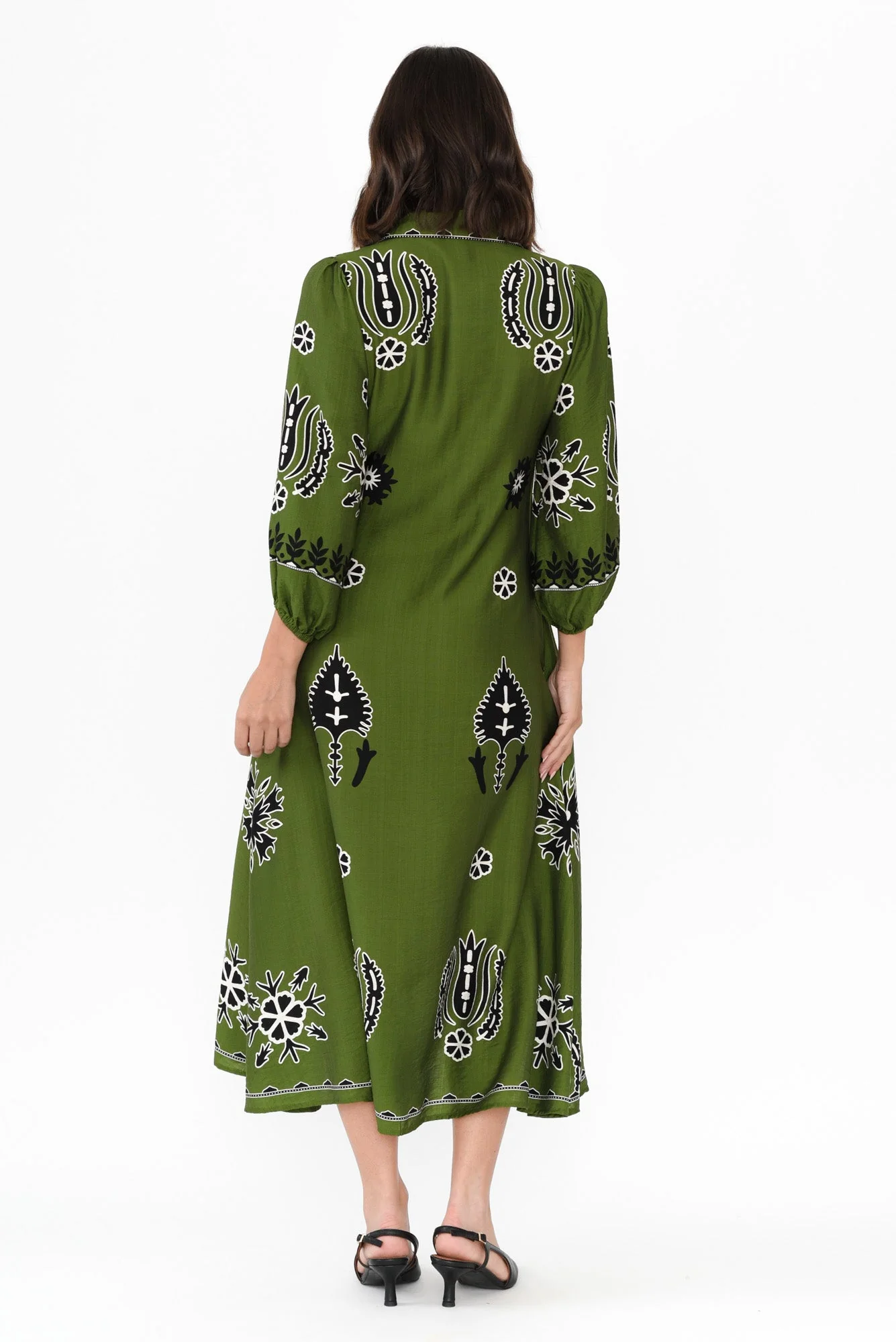 Blythe Green Abstract Shirt Dress - Image 4