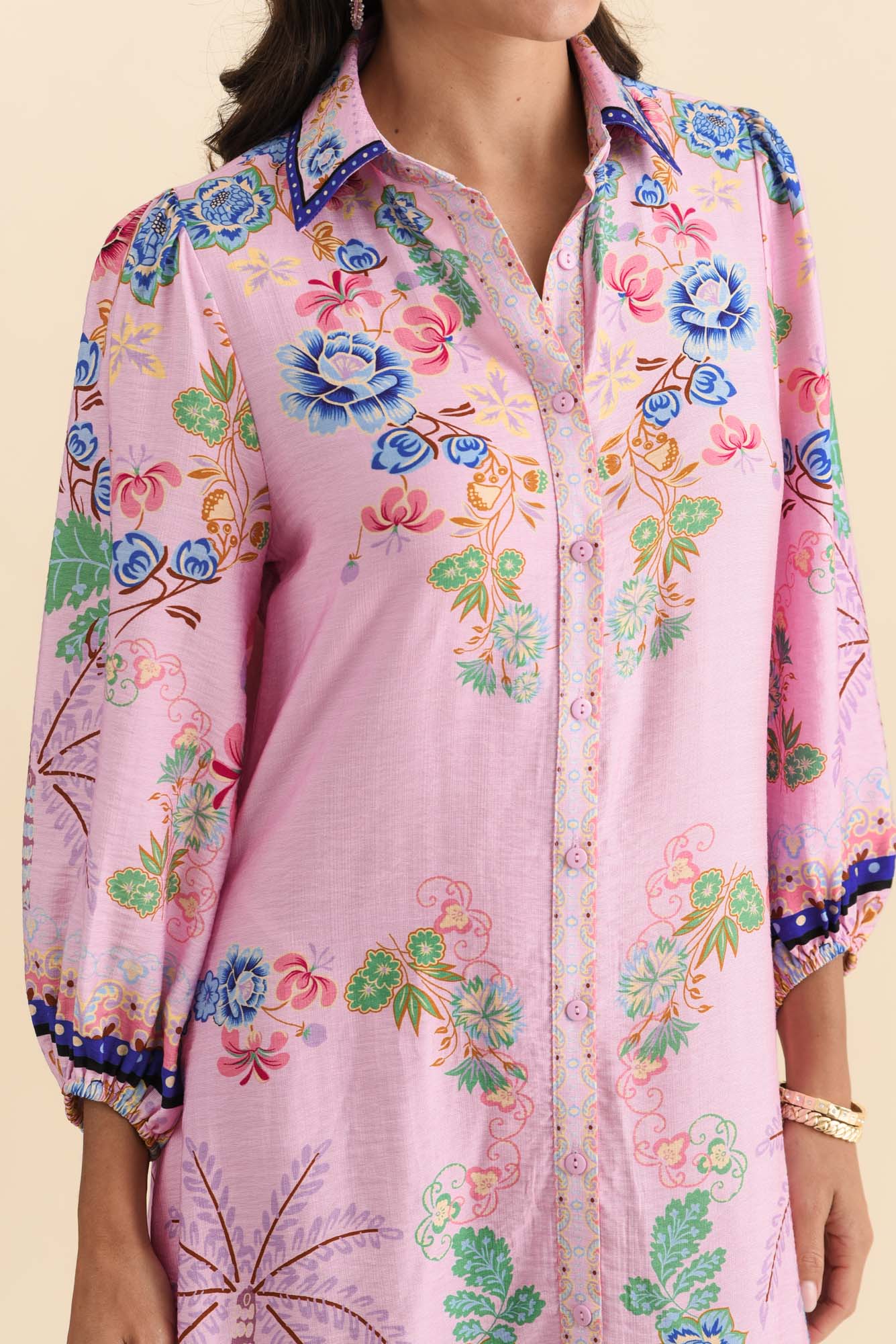 Blythe Pink Floral Shirt Dress - Image 5
