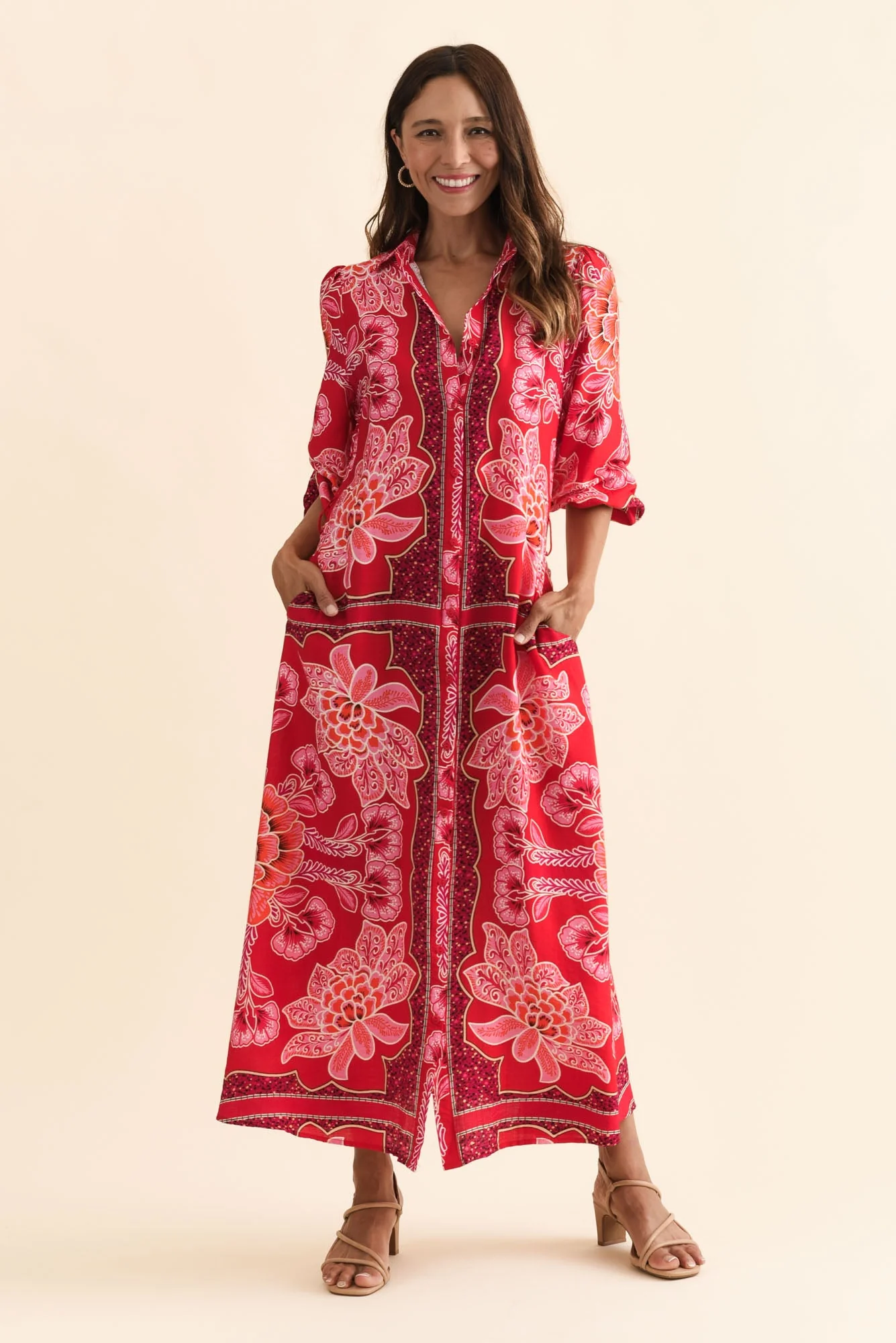 Blythe Red Floral Shirt Dress - Image 7