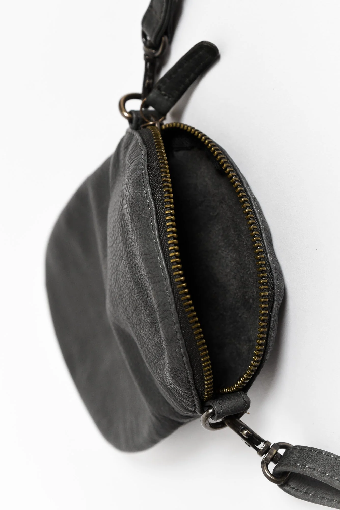 Bobbi Charcoal Leather Crossbody Bag - Image 3