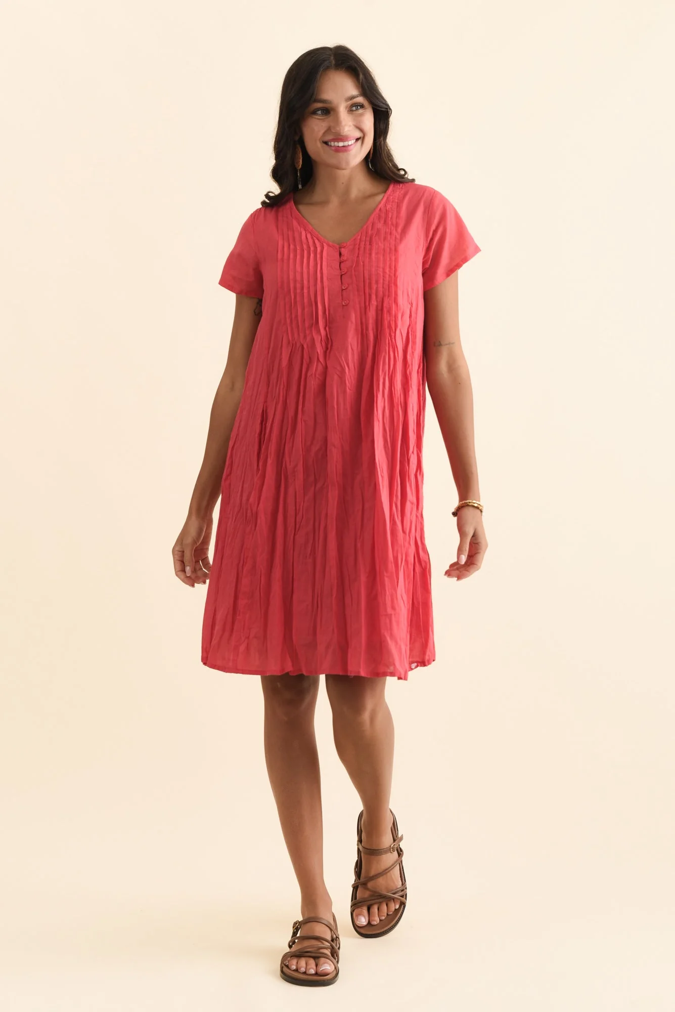 Sabina Cherry Crinkle Cotton Dress - Image 2