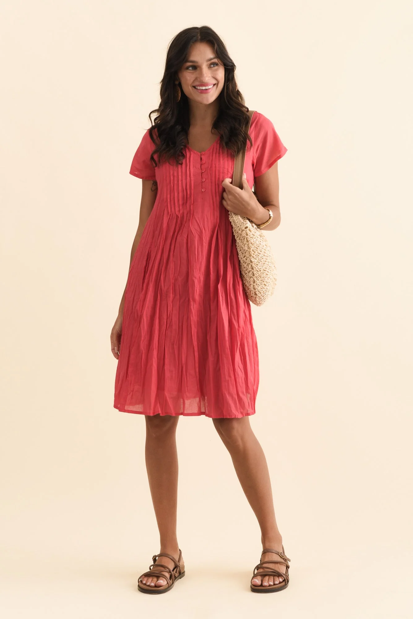 Sabina Cherry Crinkle Cotton Dress - Image 3