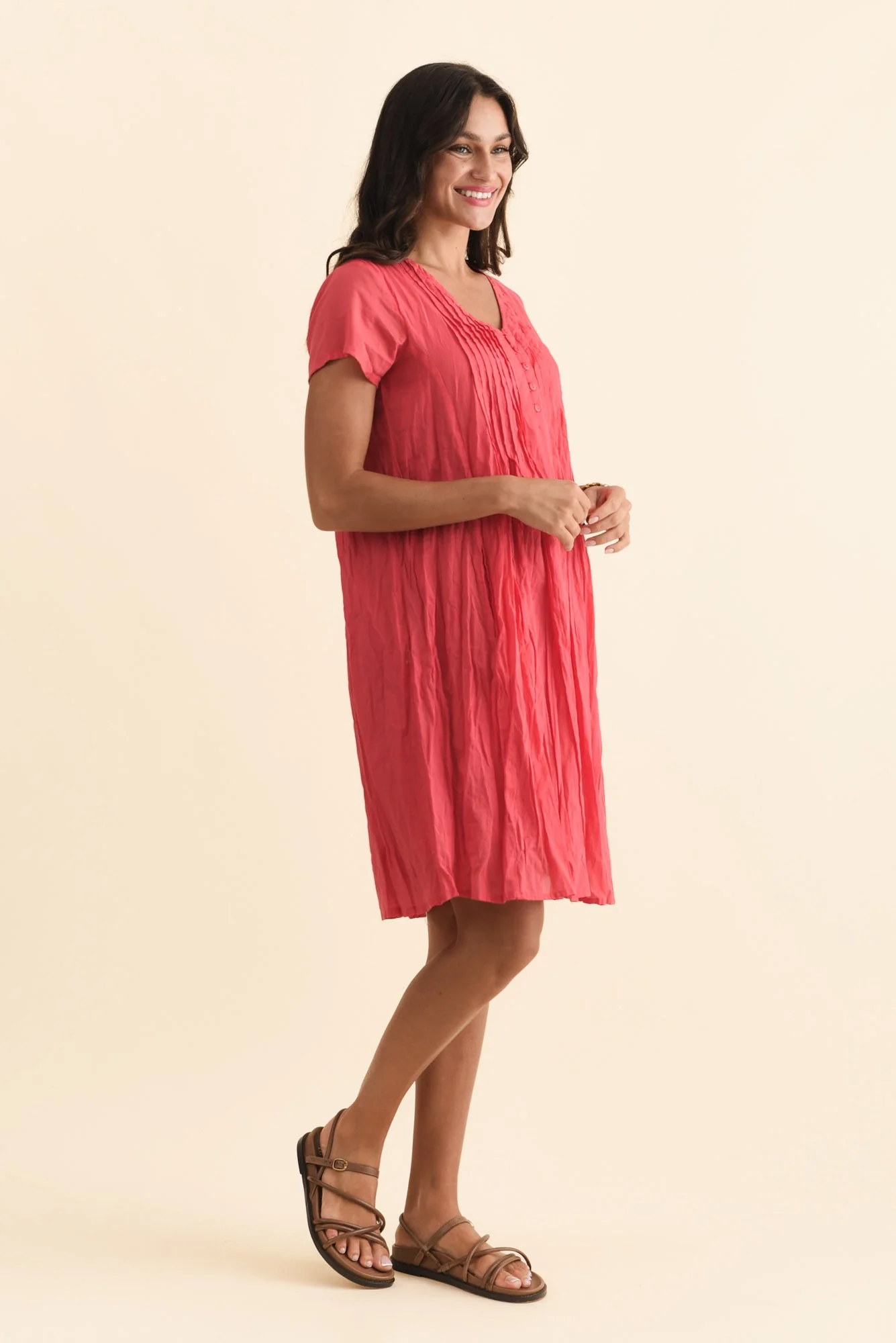 Sabina Cherry Crinkle Cotton Dress - Image 4