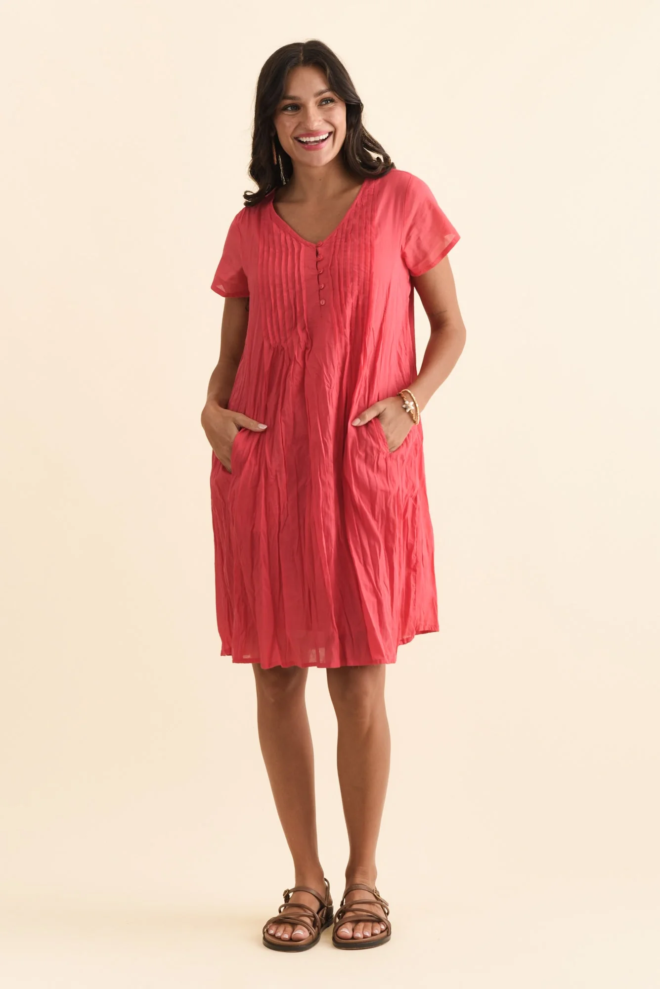 Sabina Cherry Crinkle Cotton Dress - Image 7