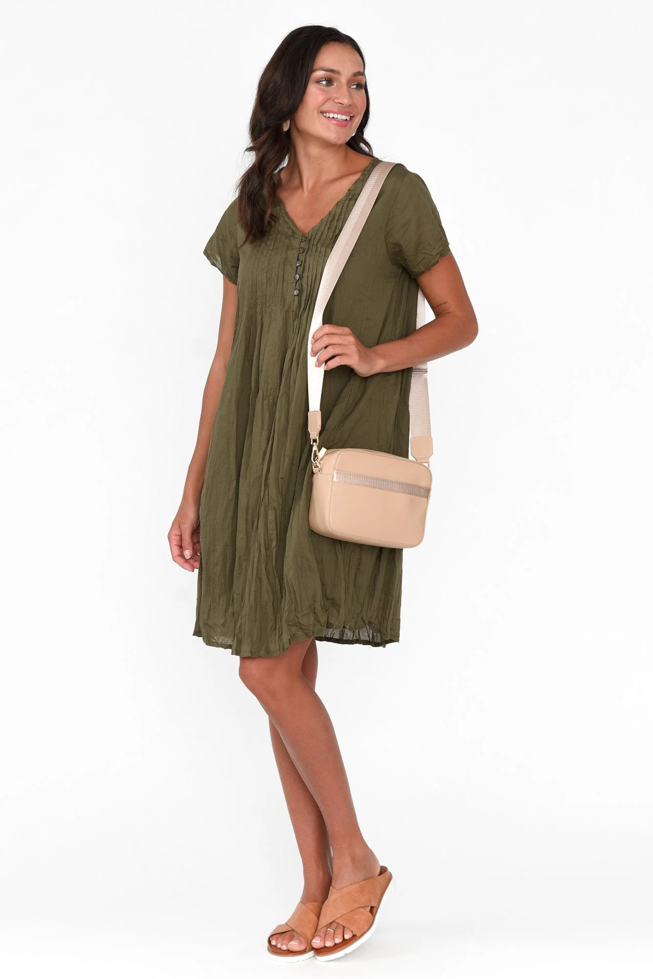 Sabina Sage Crinkle Cotton Dress - Image 2