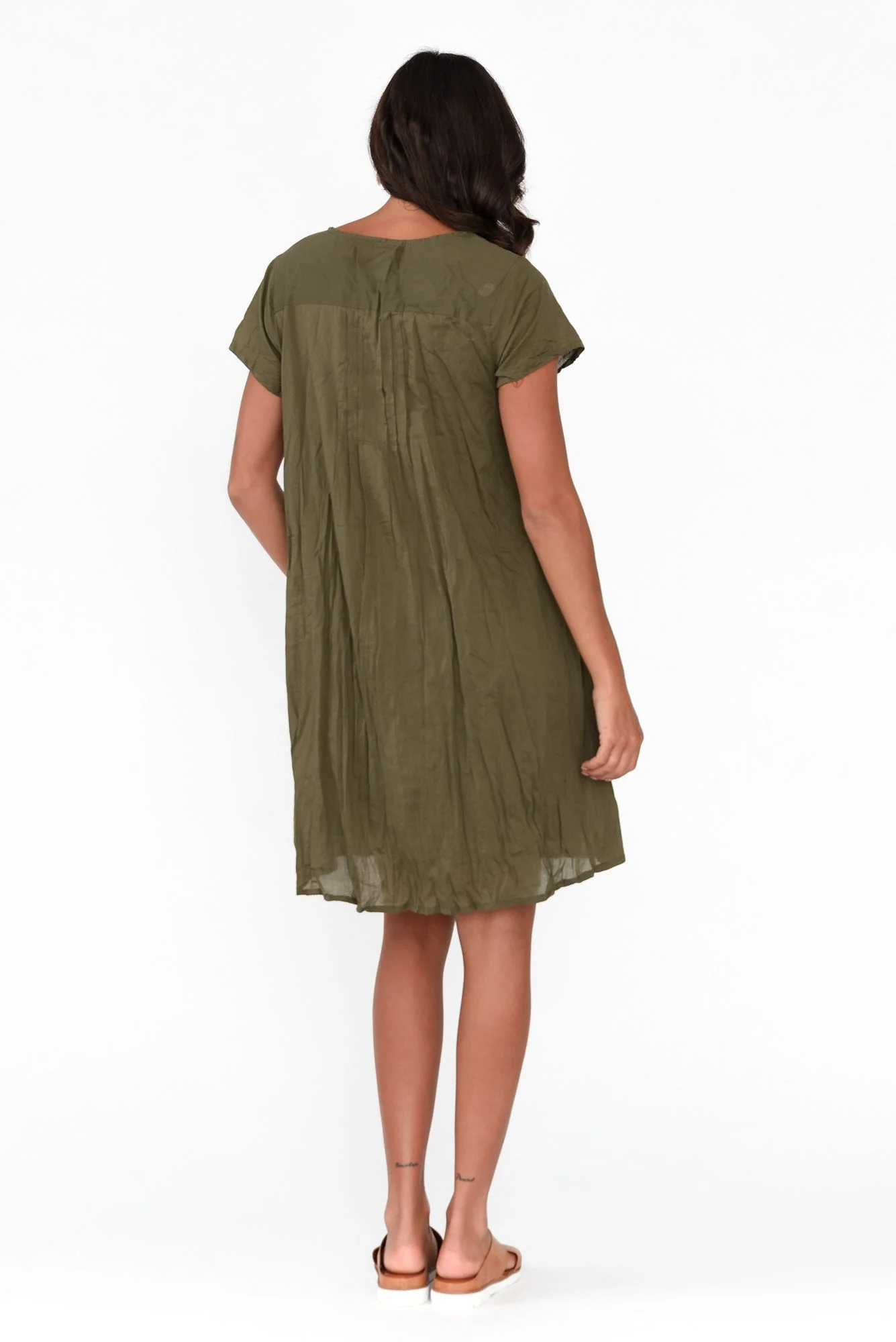 Sabina Sage Crinkle Cotton Dress - Image 5