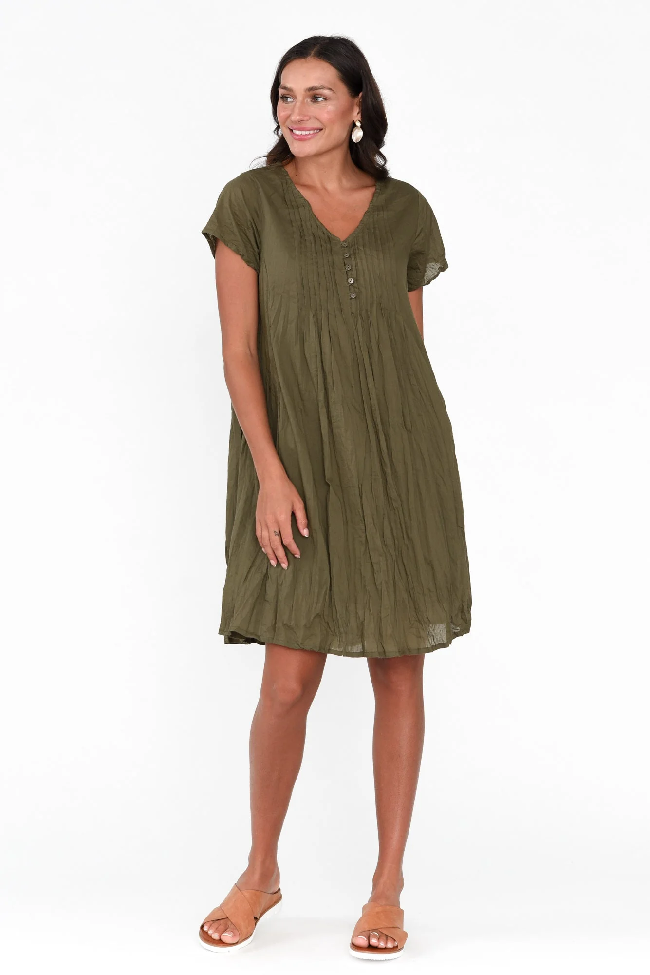 Sabina Sage Crinkle Cotton Dress - Image 7