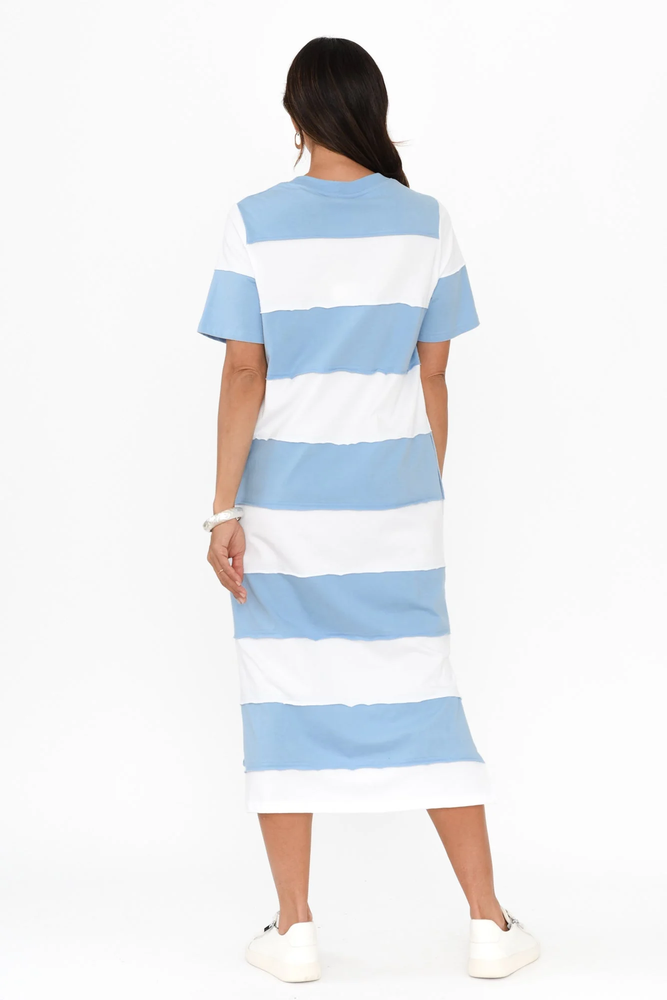 Bold Blue Stripe Cotton Tee Dress - Image 5