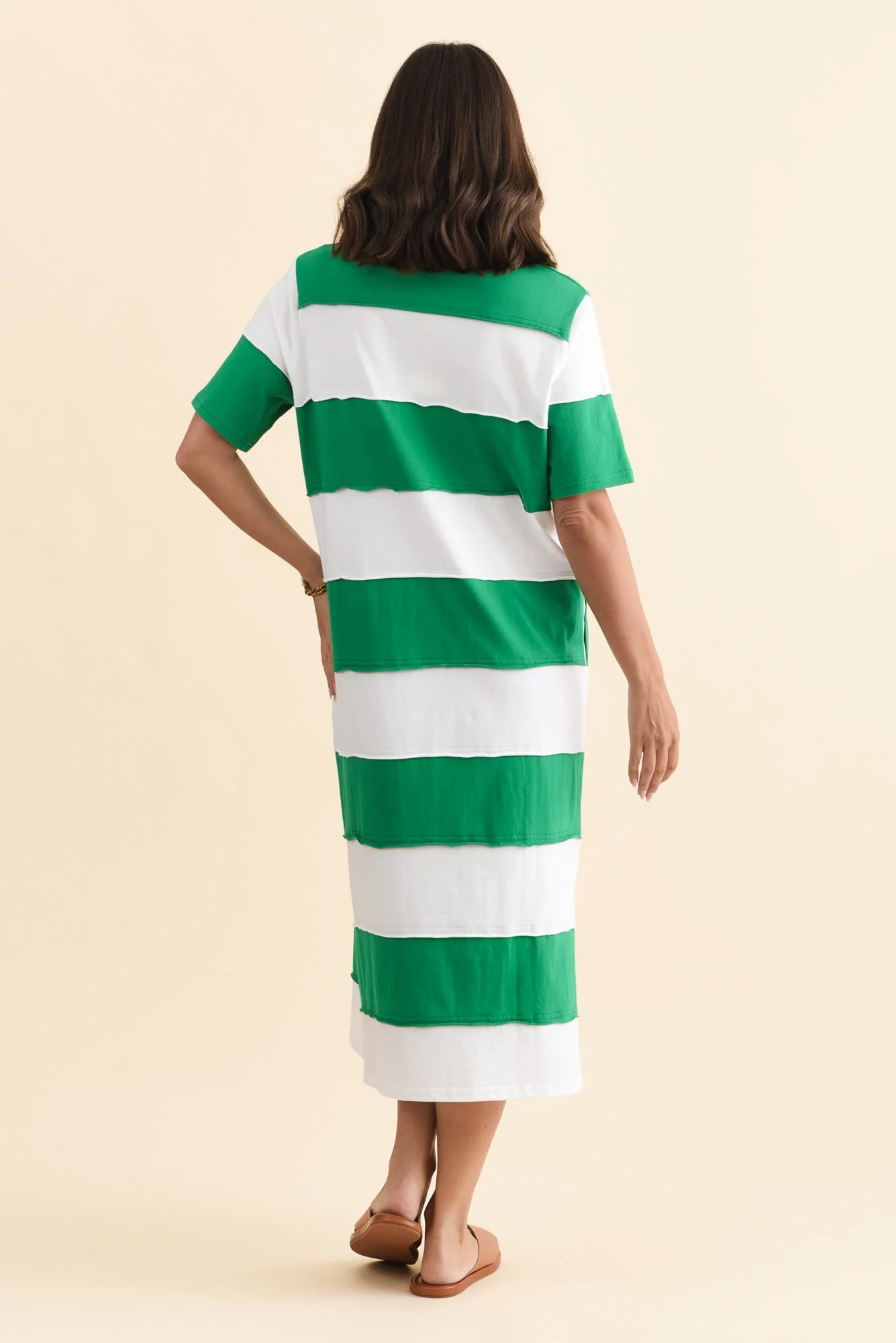 Bold Green Stripe Cotton Tee Dress - Image 4