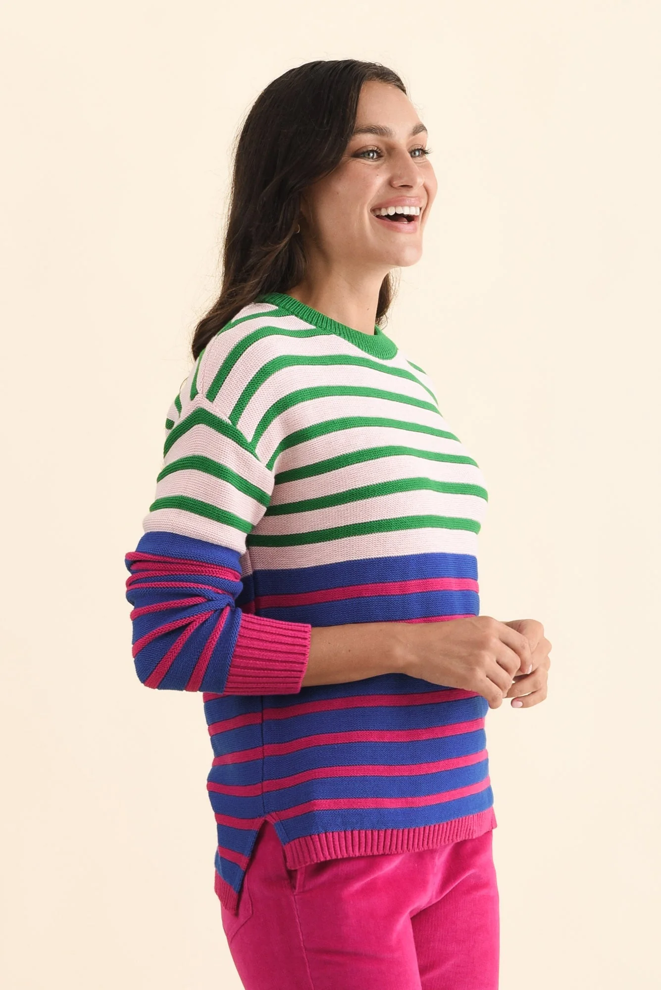 Bonaire Blue Stripe Organic Cotton Knit Sweater - Image 3