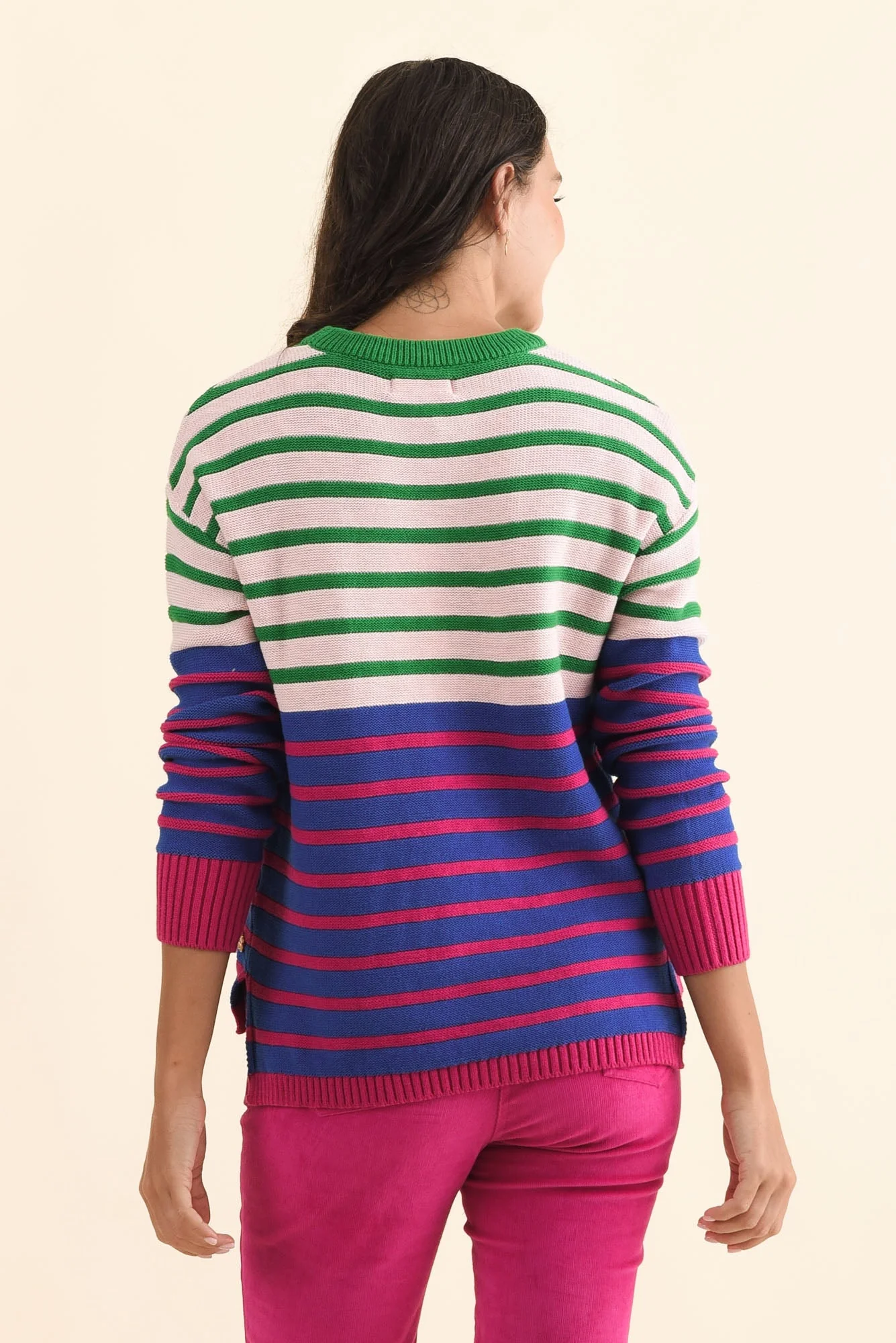 Bonaire Blue Stripe Organic Cotton Knit Sweater - Image 4