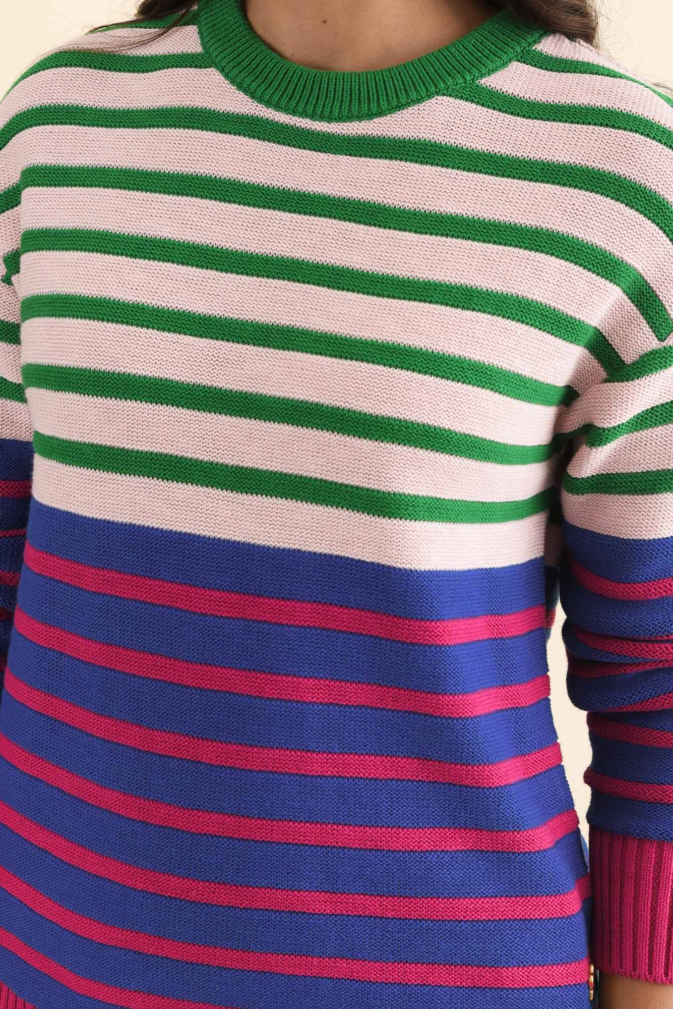 Bonaire Blue Stripe Organic Cotton Knit Sweater - Image 5