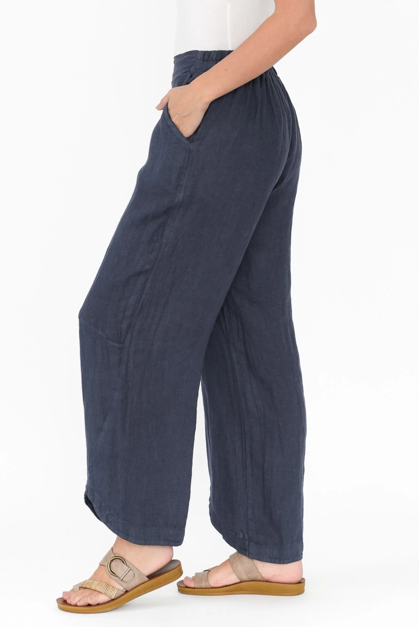Boston Navy Linen Pocket Pants - Image 3