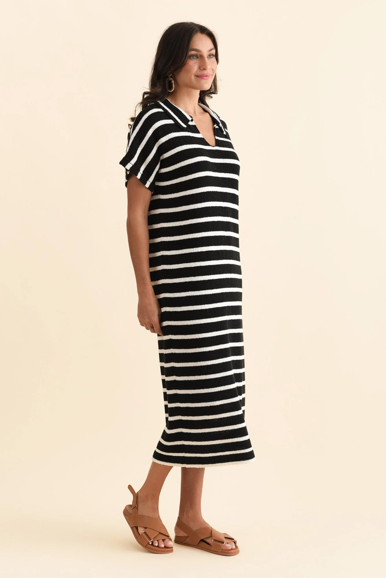 Bradford Black Stripe Knit Polo Dress - Image 4