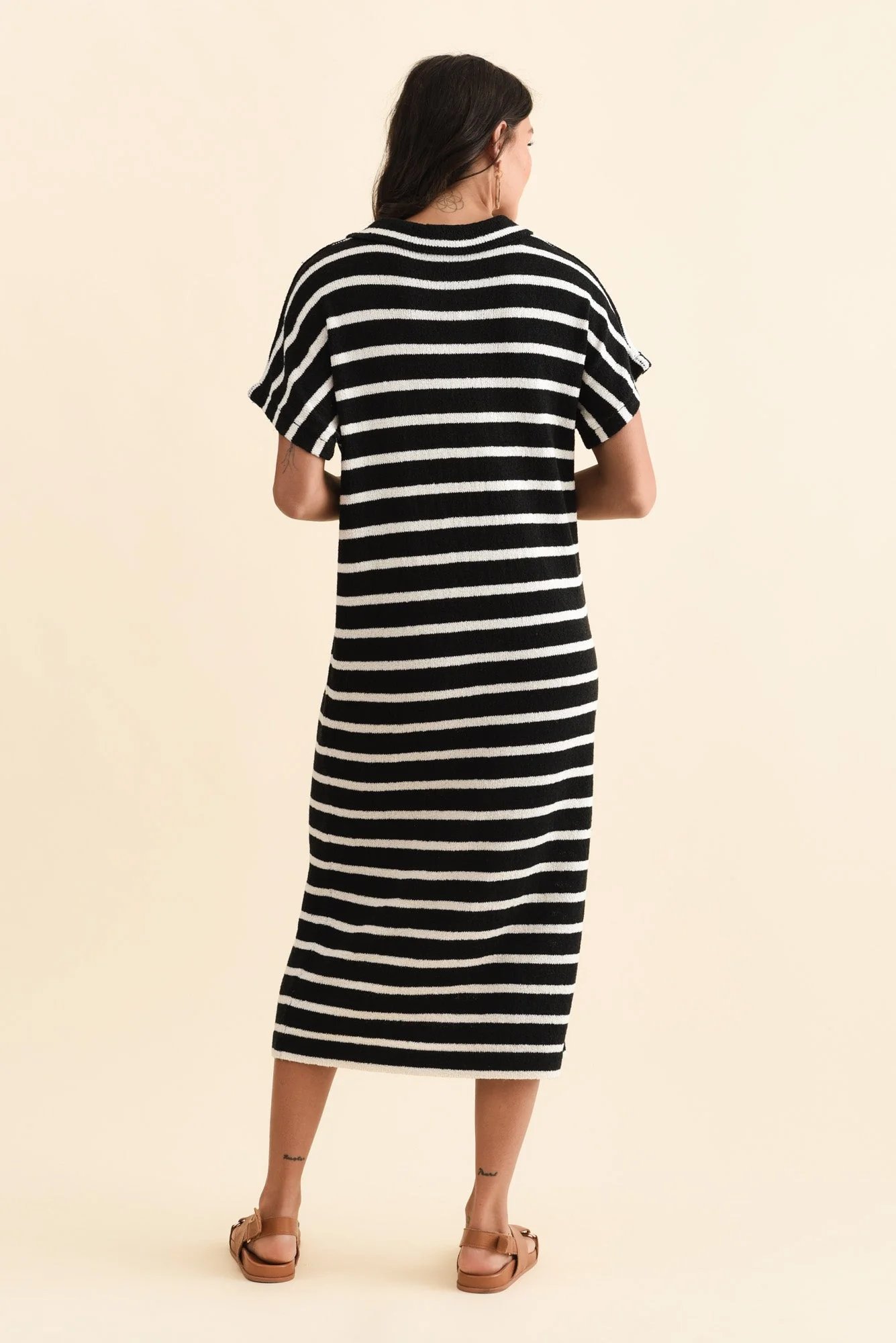Bradford Black Stripe Knit Polo Dress - Image 5