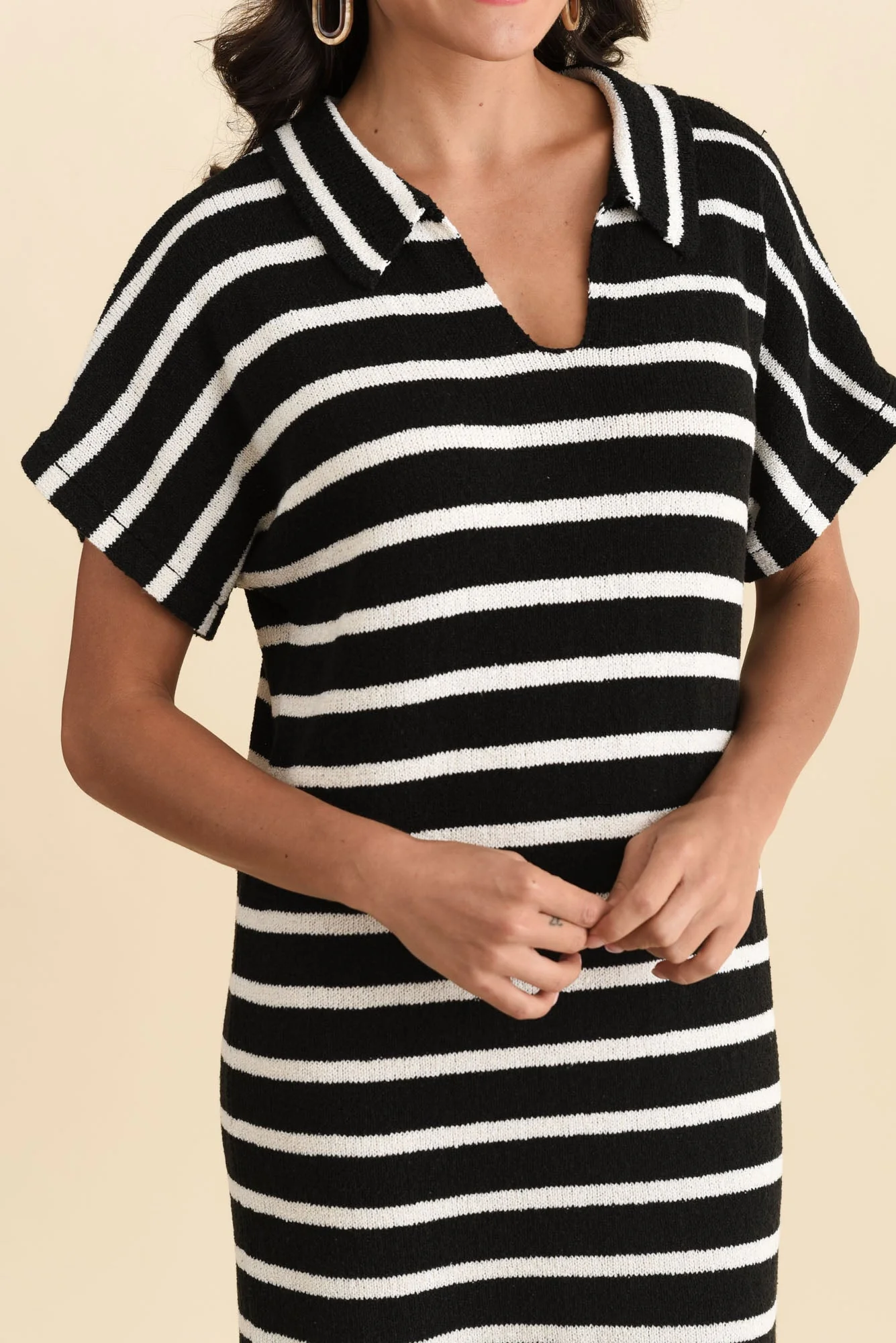 Bradford Black Stripe Knit Polo Dress - Image 6