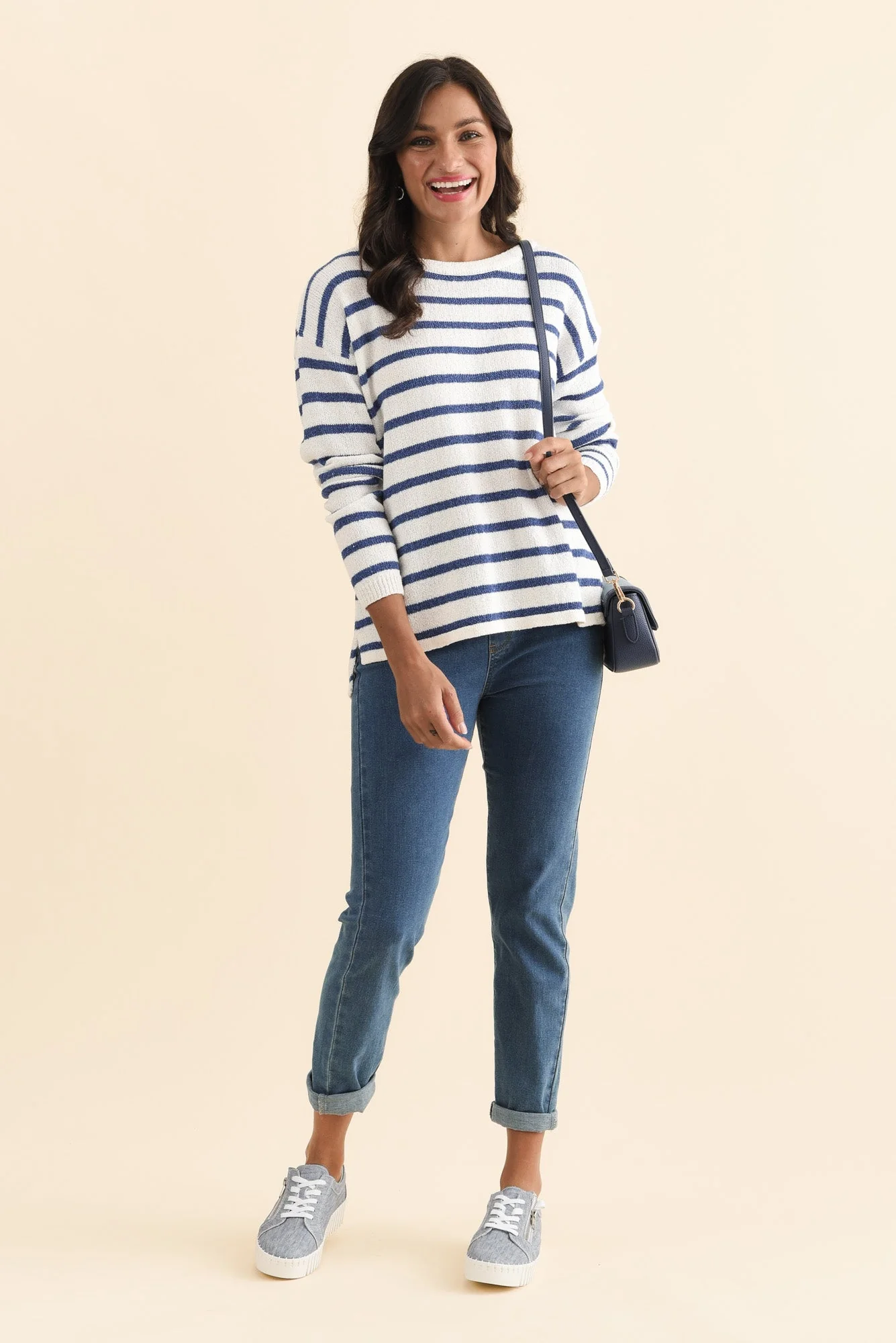 Bradford Blue Stripe Knit Top - Image 2