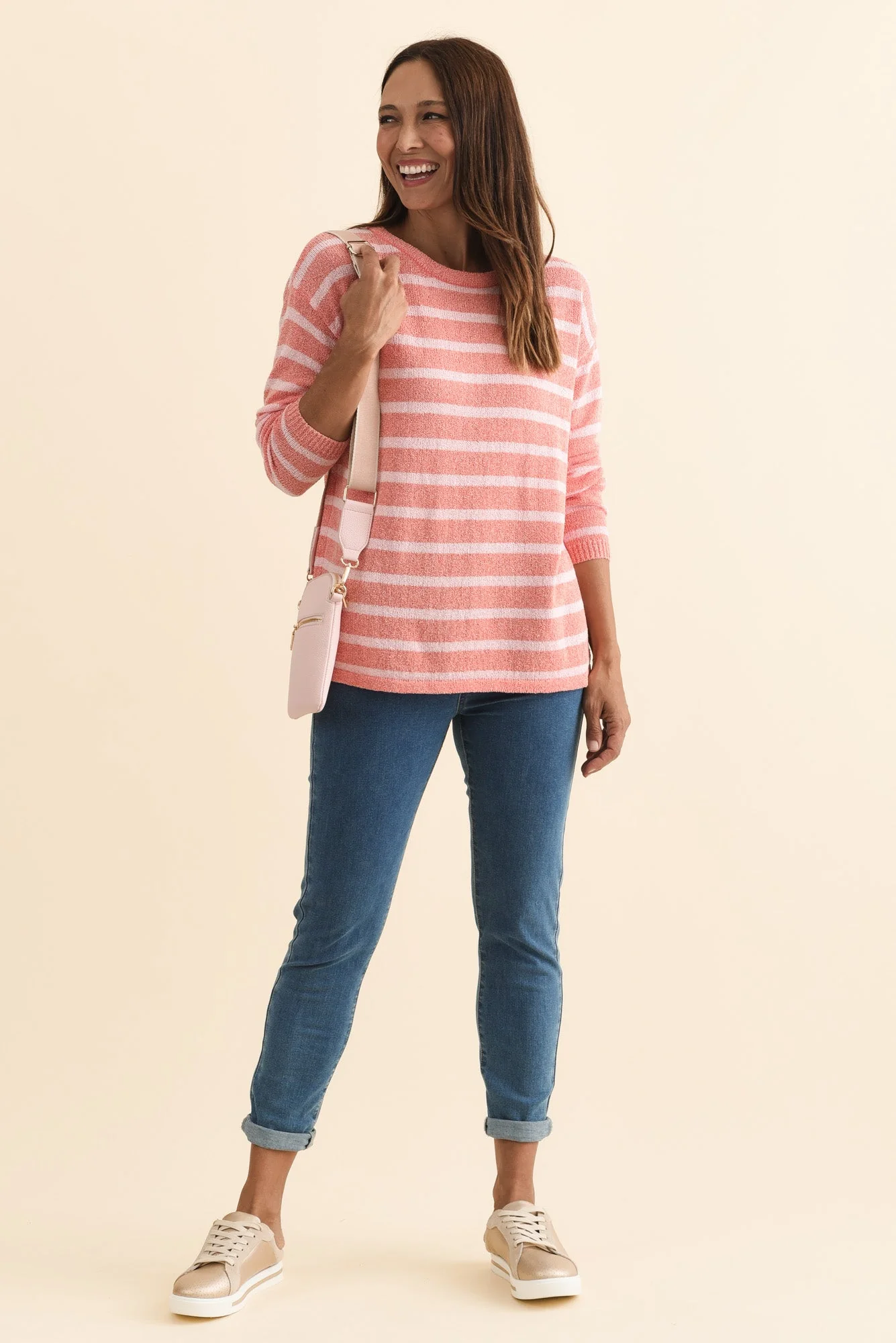 Bradford Coral Stripe Knit Top - Image 2