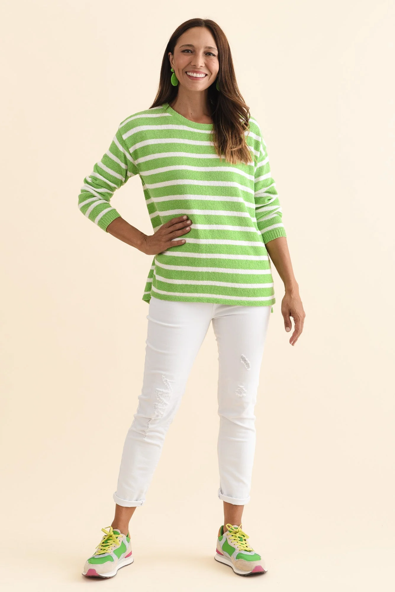 Bradford Green Stripe Knit Top - Image 2