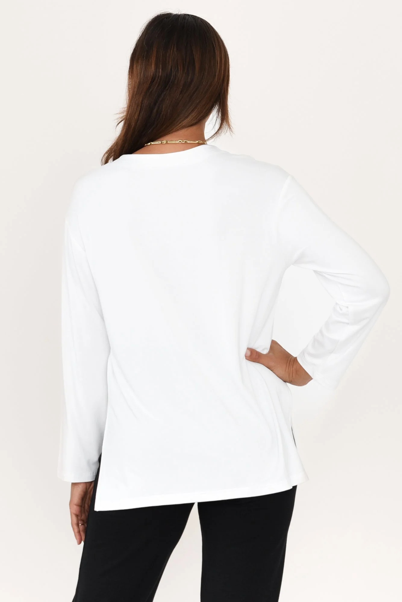 Braxton White Bamboo Long Sleeve Top - Image 4
