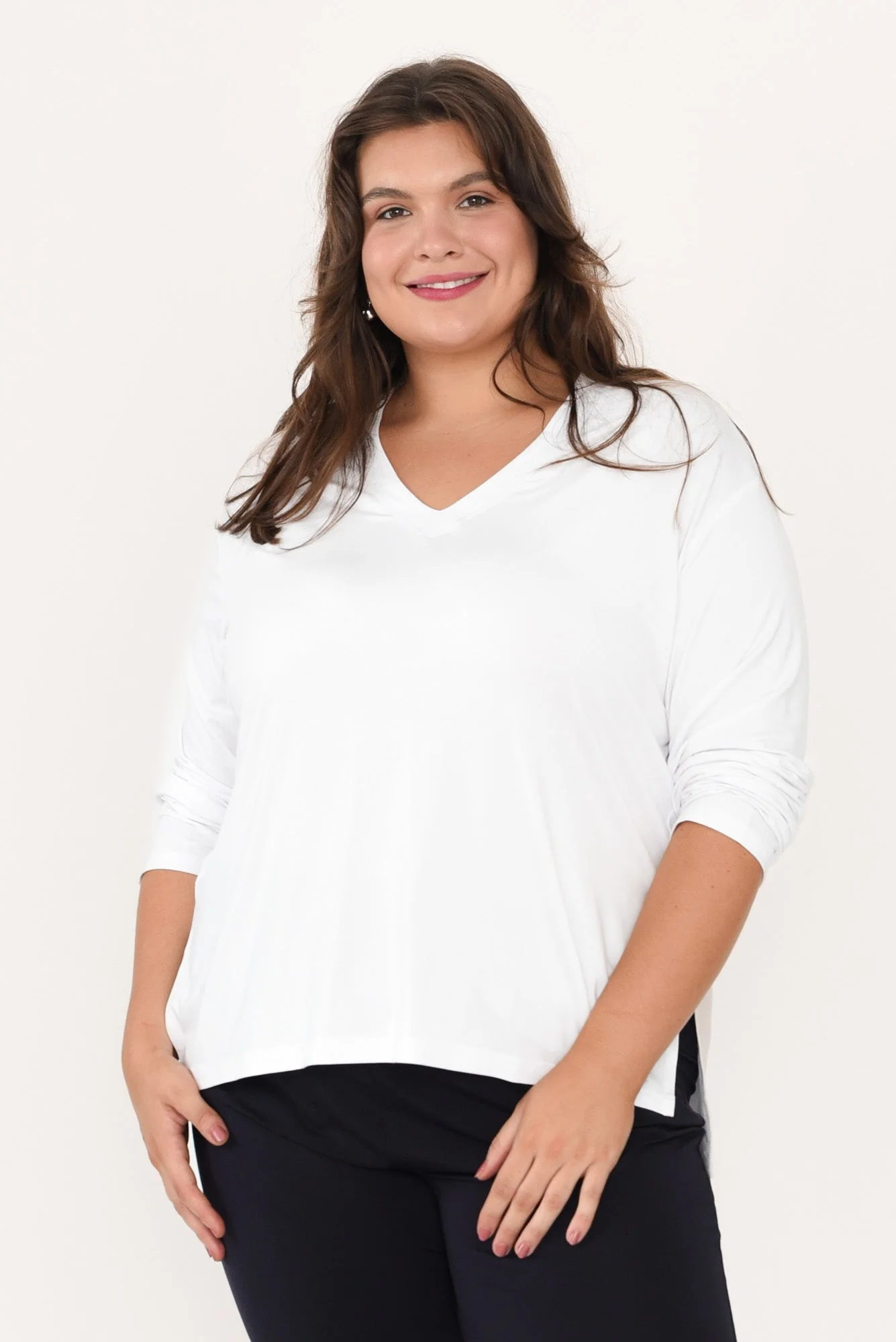 Braxton White Bamboo Long Sleeve Top - Image 7