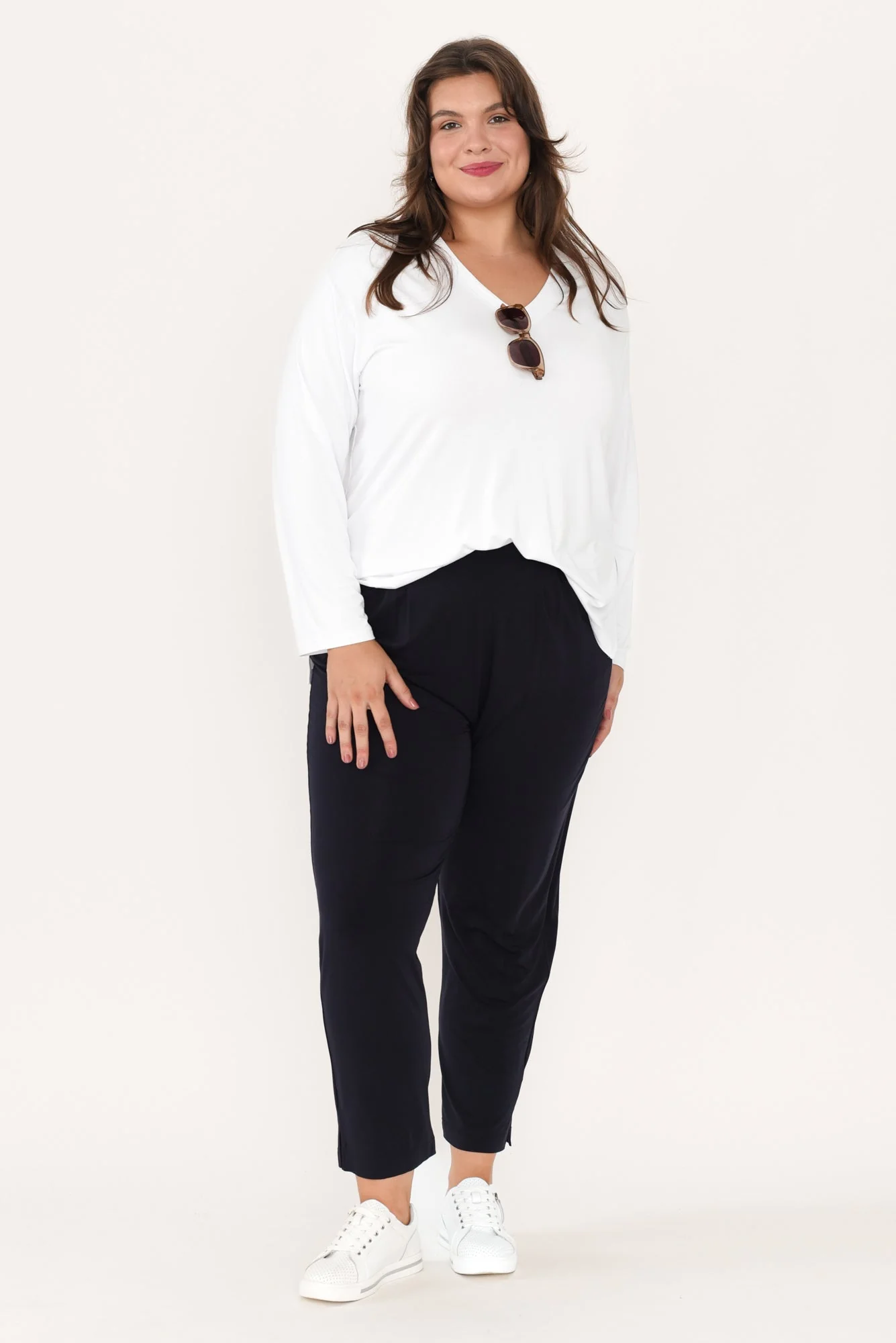 Braxton White Bamboo Long Sleeve Top - Image 8