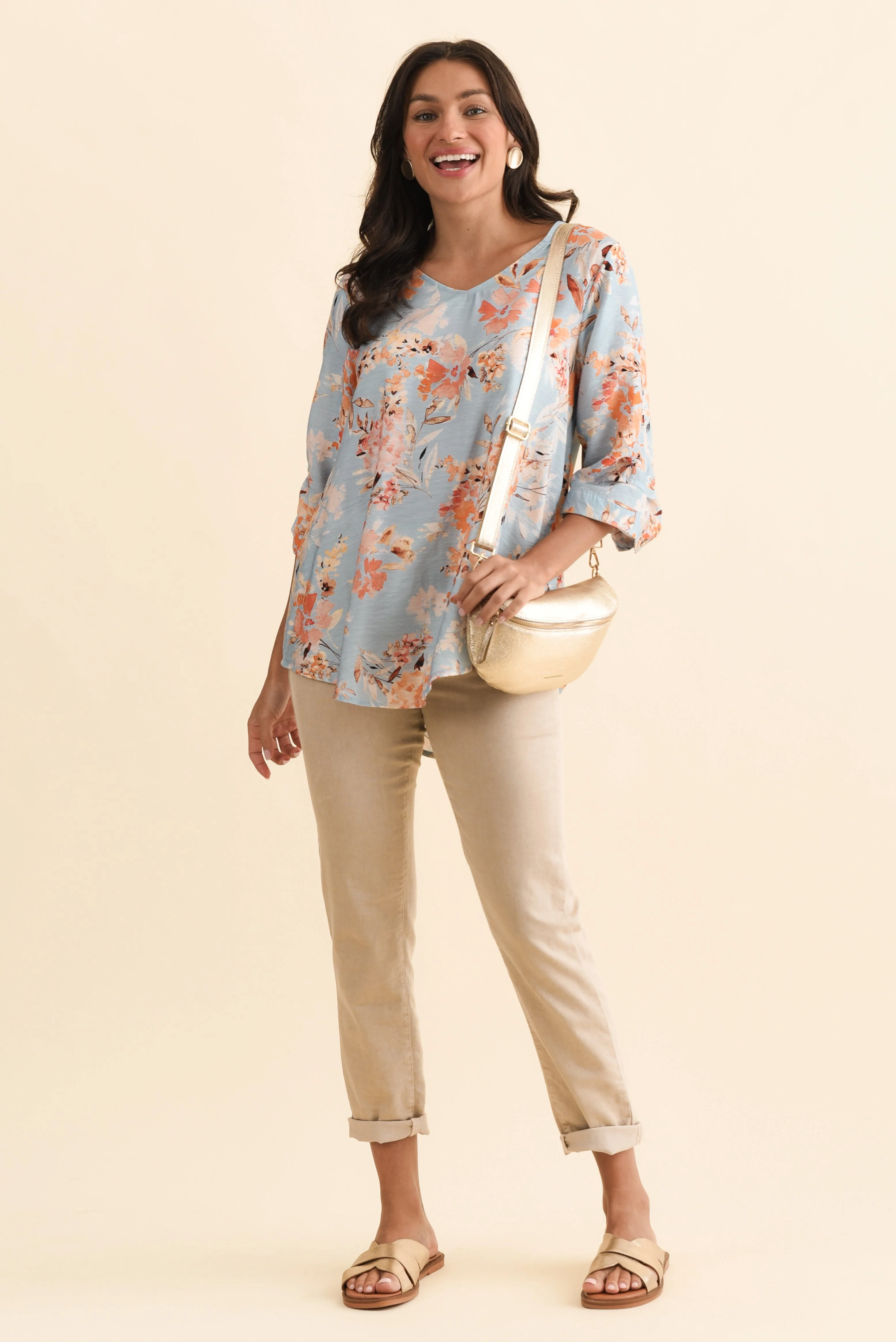 Breanne Blue Garden Button Top - Image 2