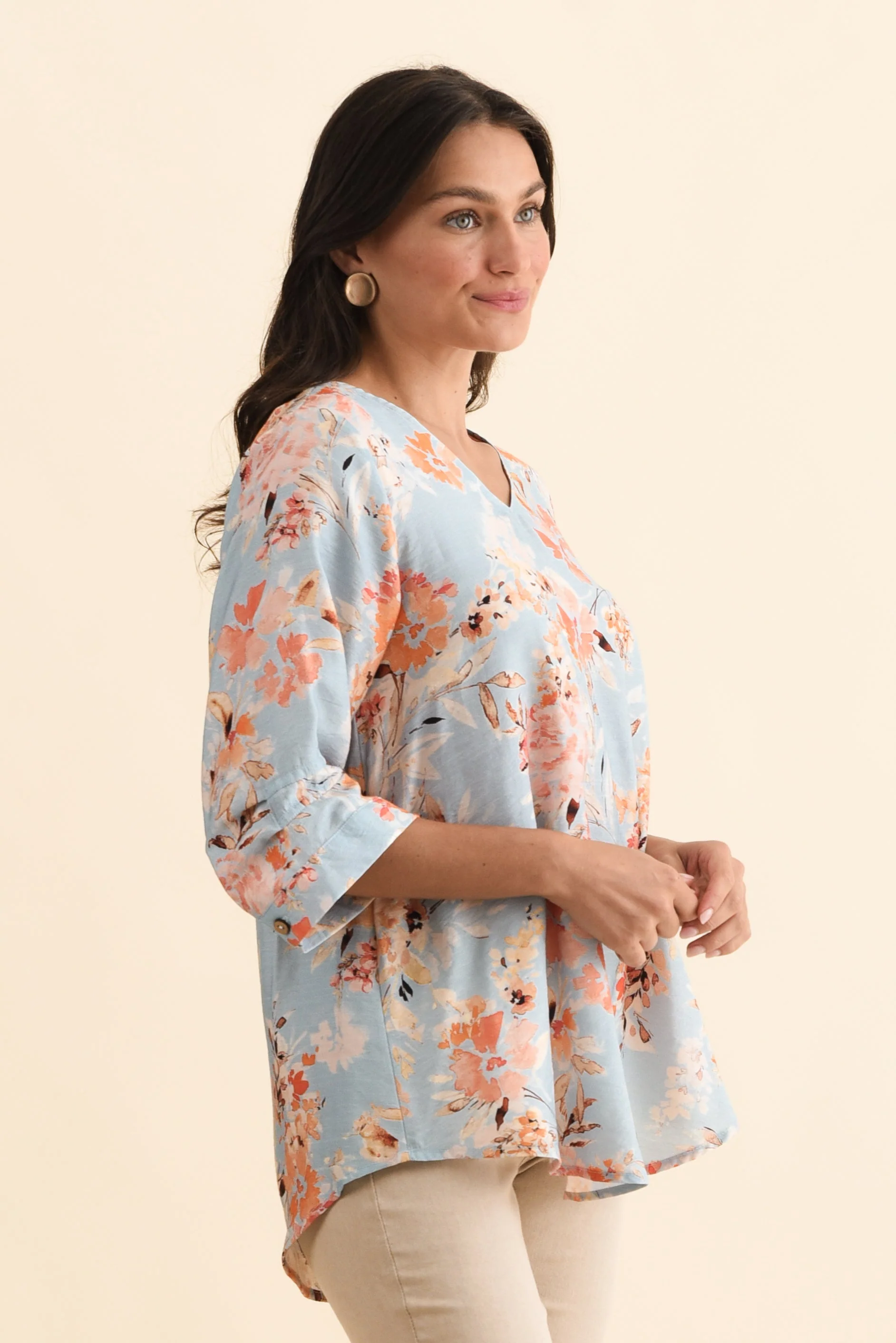 Breanne Blue Garden Button Top - Image 3
