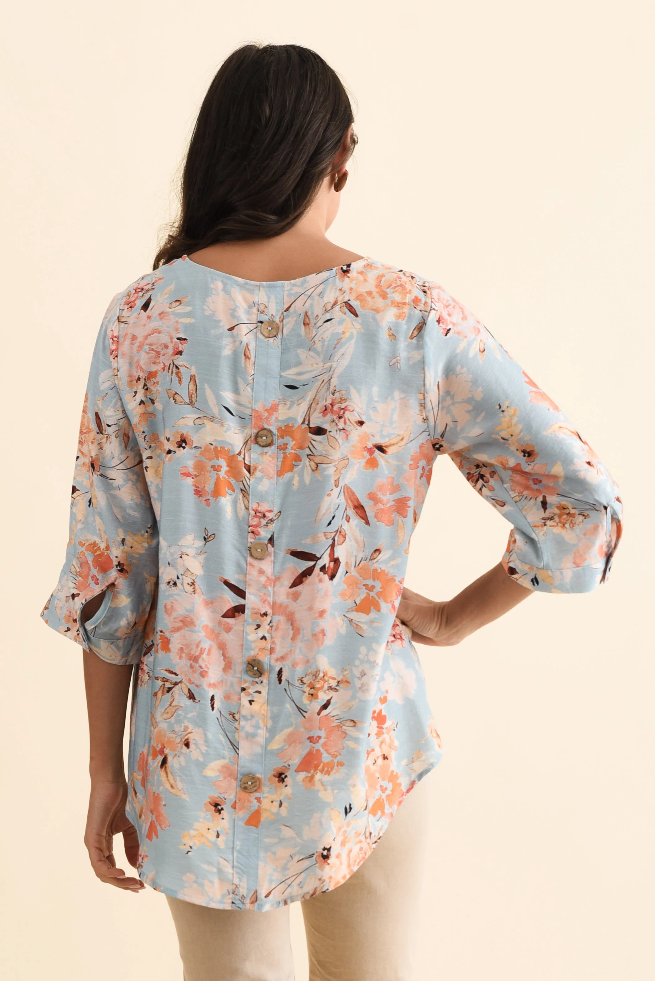 Breanne Blue Garden Button Top - Image 4
