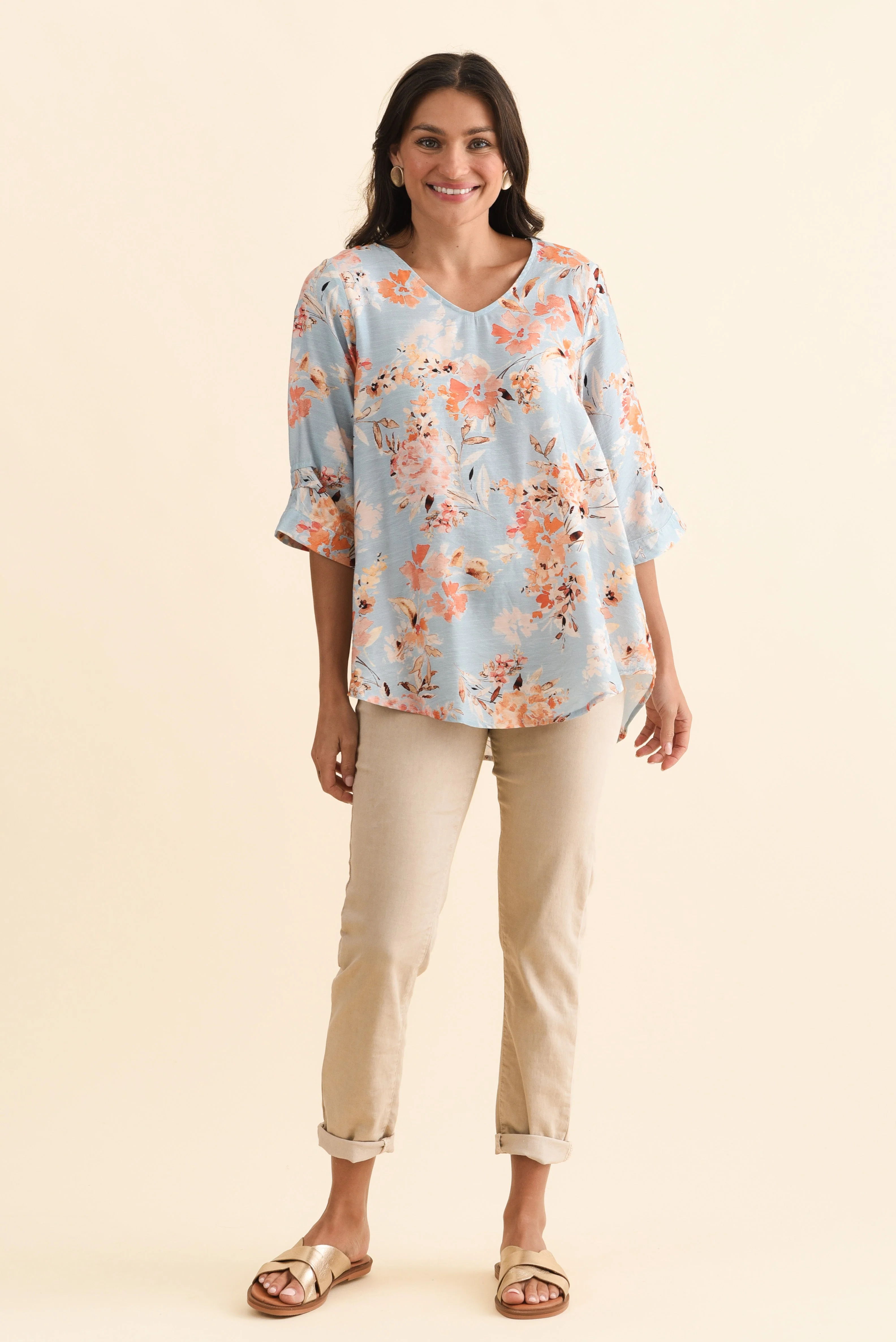 Breanne Blue Garden Button Top - Image 6