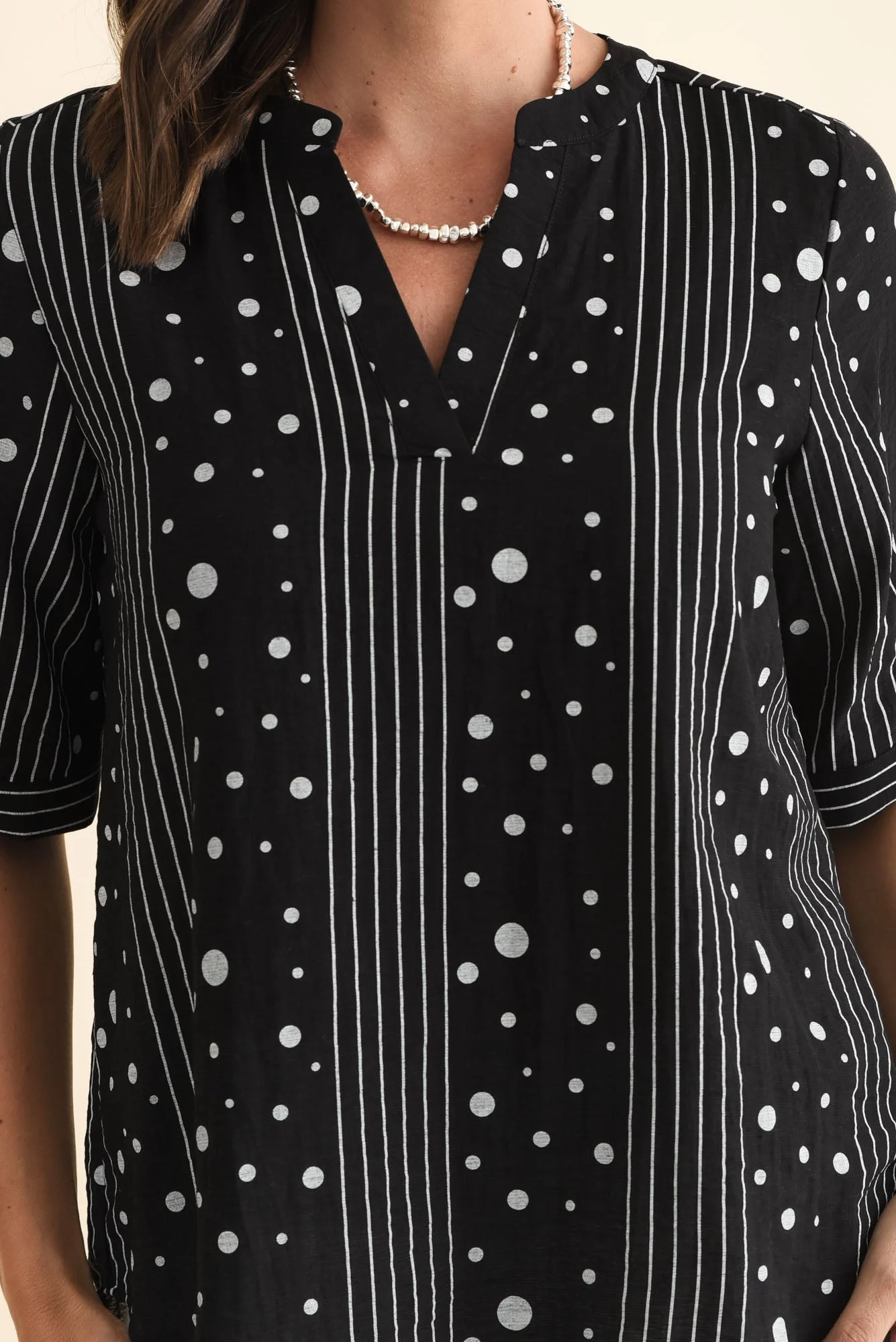 Breigh Black Geo V Neck Top - Image 5