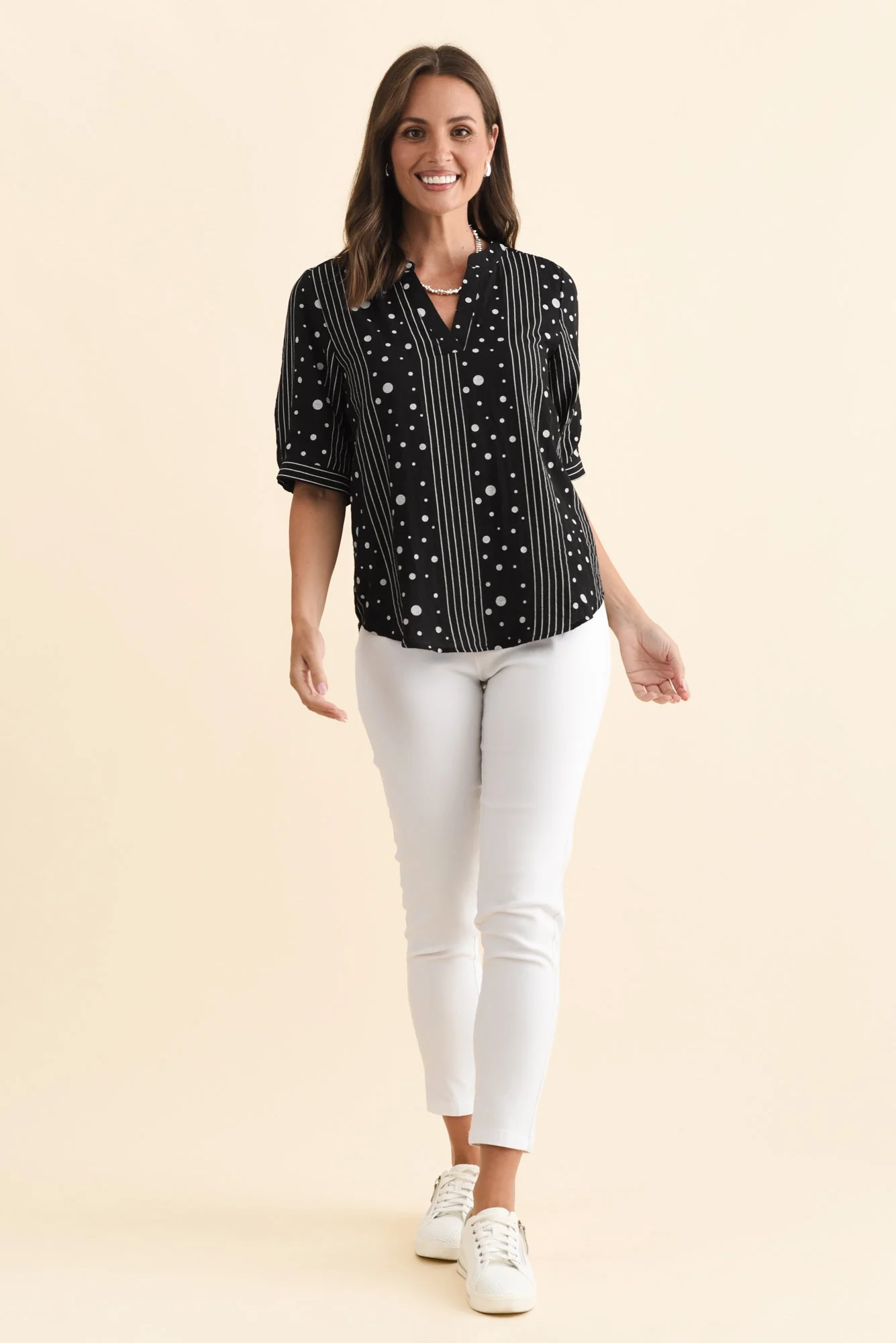 Breigh Black Geo V Neck Top - Image 6