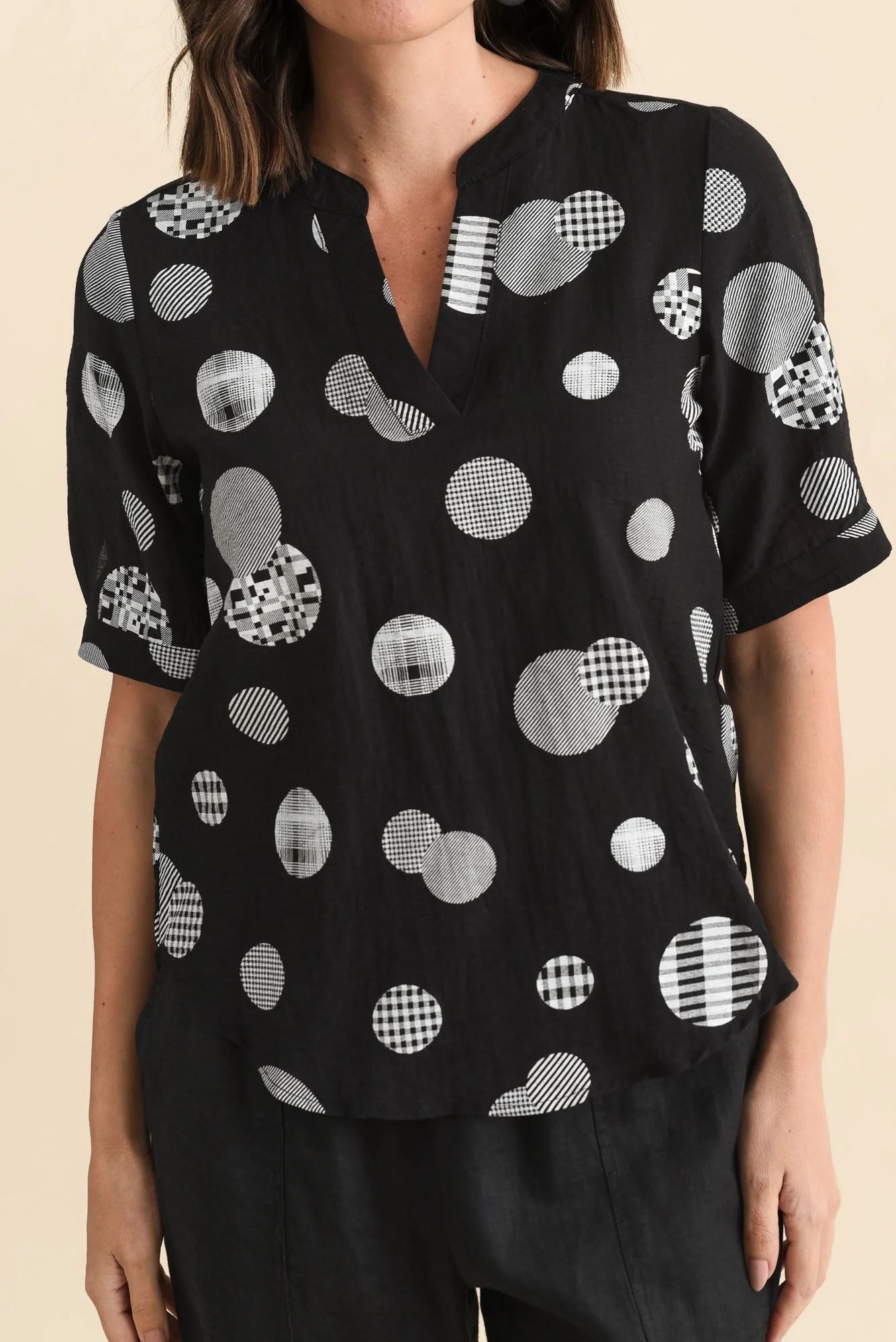 Breigh Black Spot V Neck Top - Image 5