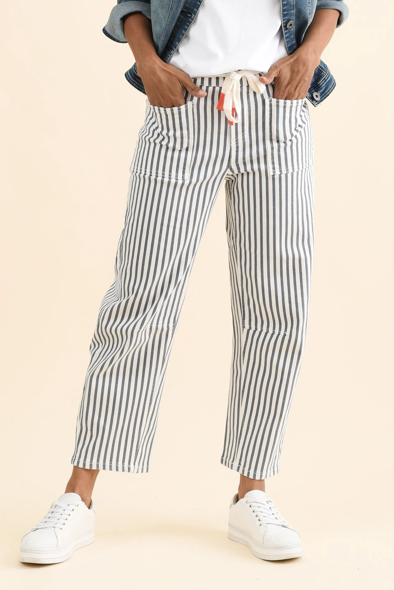 Breslin Blue Stripe Barrel Jeans - Image 2