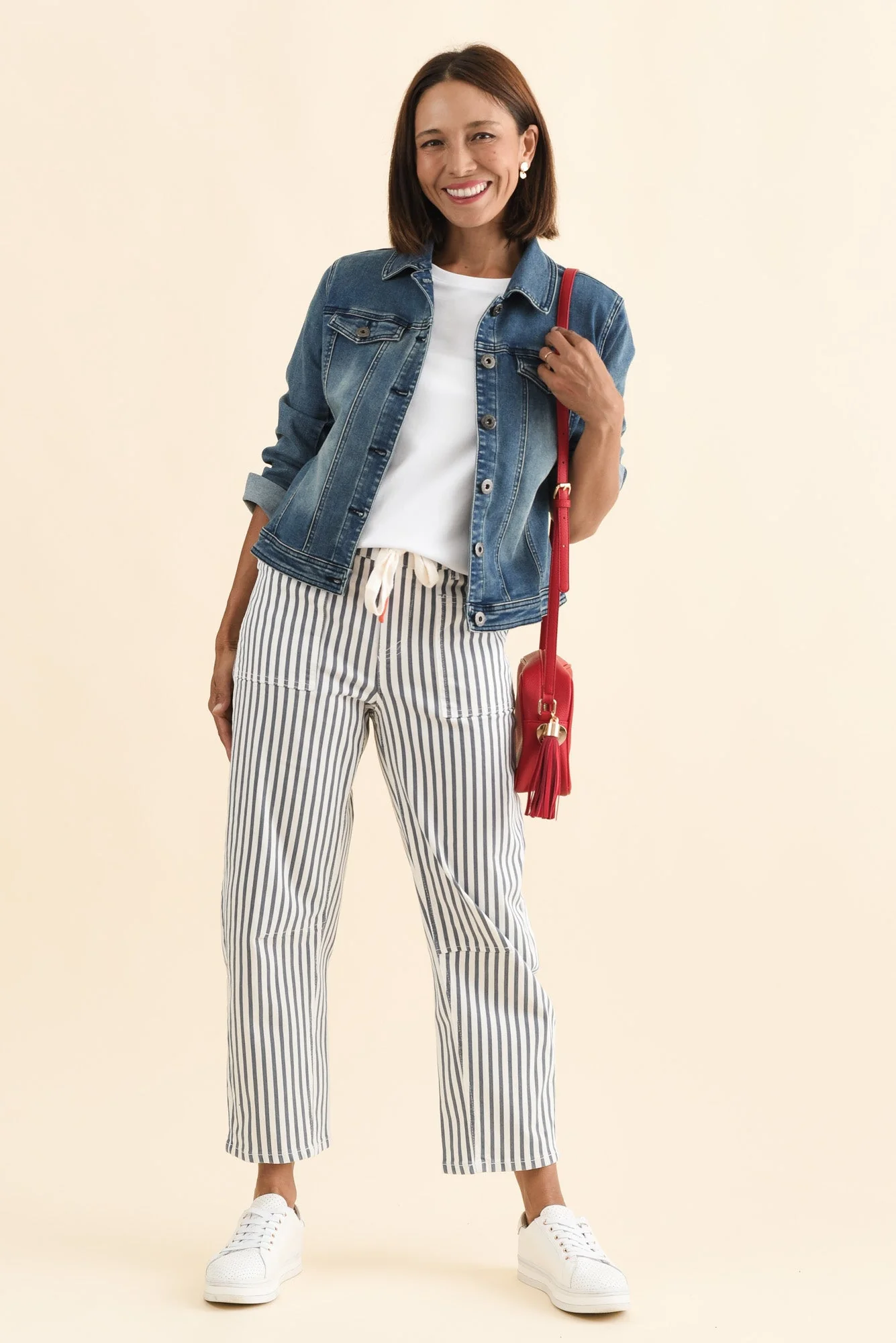 Breslin Blue Stripe Barrel Jeans - Image 3