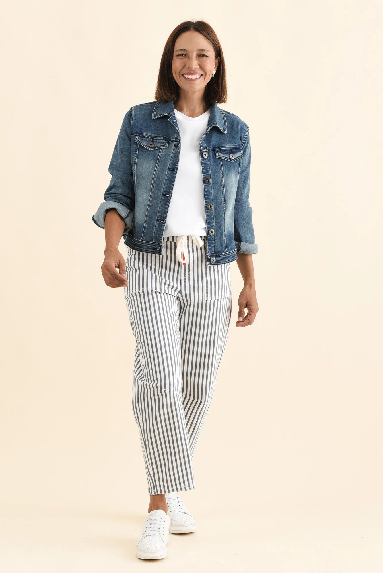 Breslin Blue Stripe Barrel Jeans - Image 7