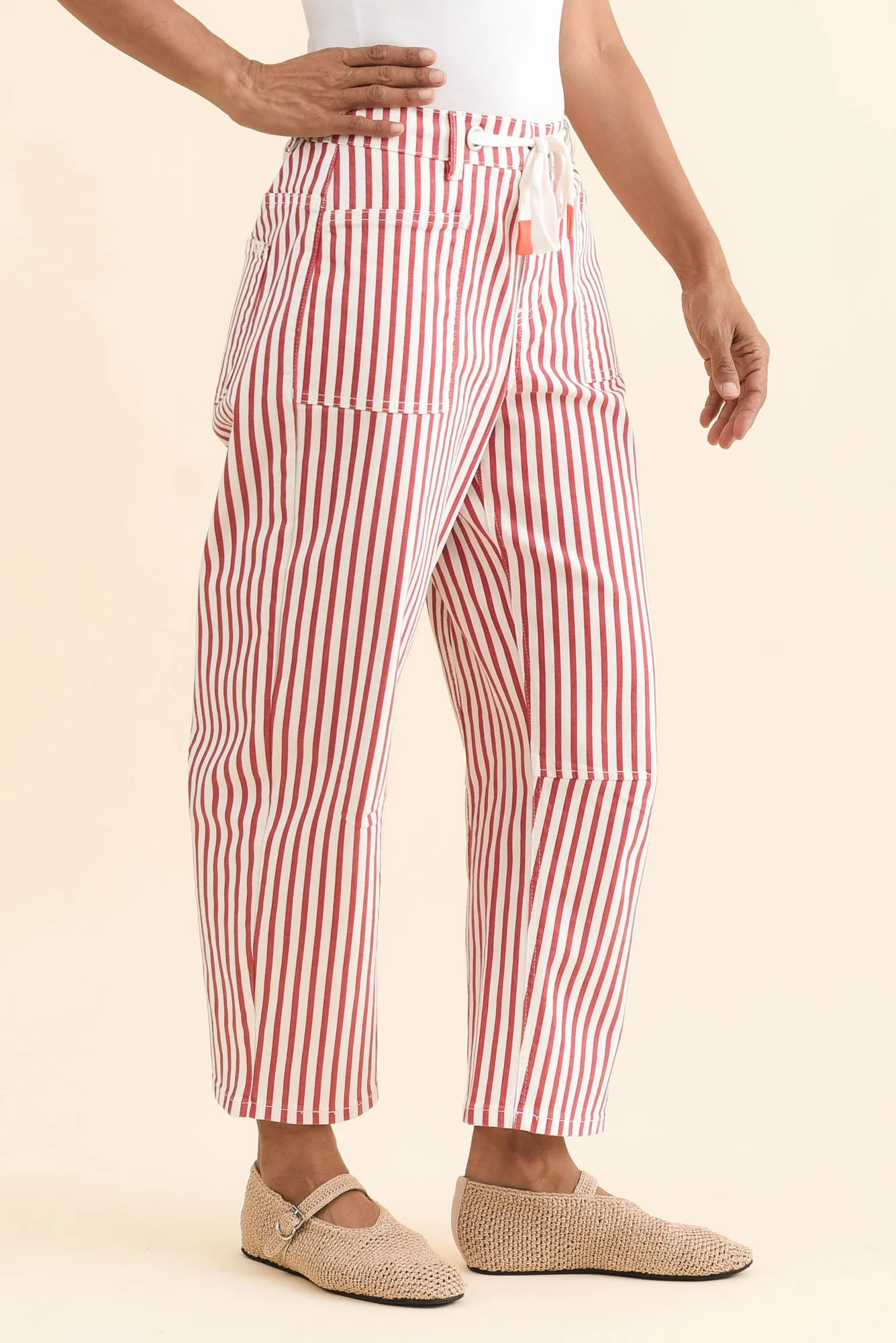 Breslin Rust Stripe Barrel Jeans - Image 3