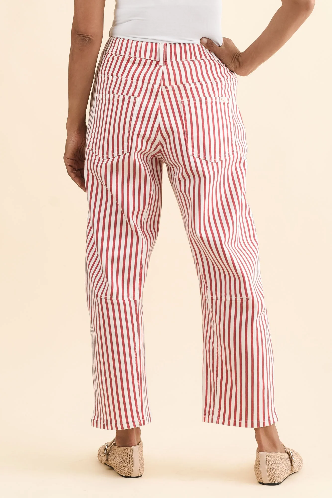Breslin Rust Stripe Barrel Jeans - Image 4